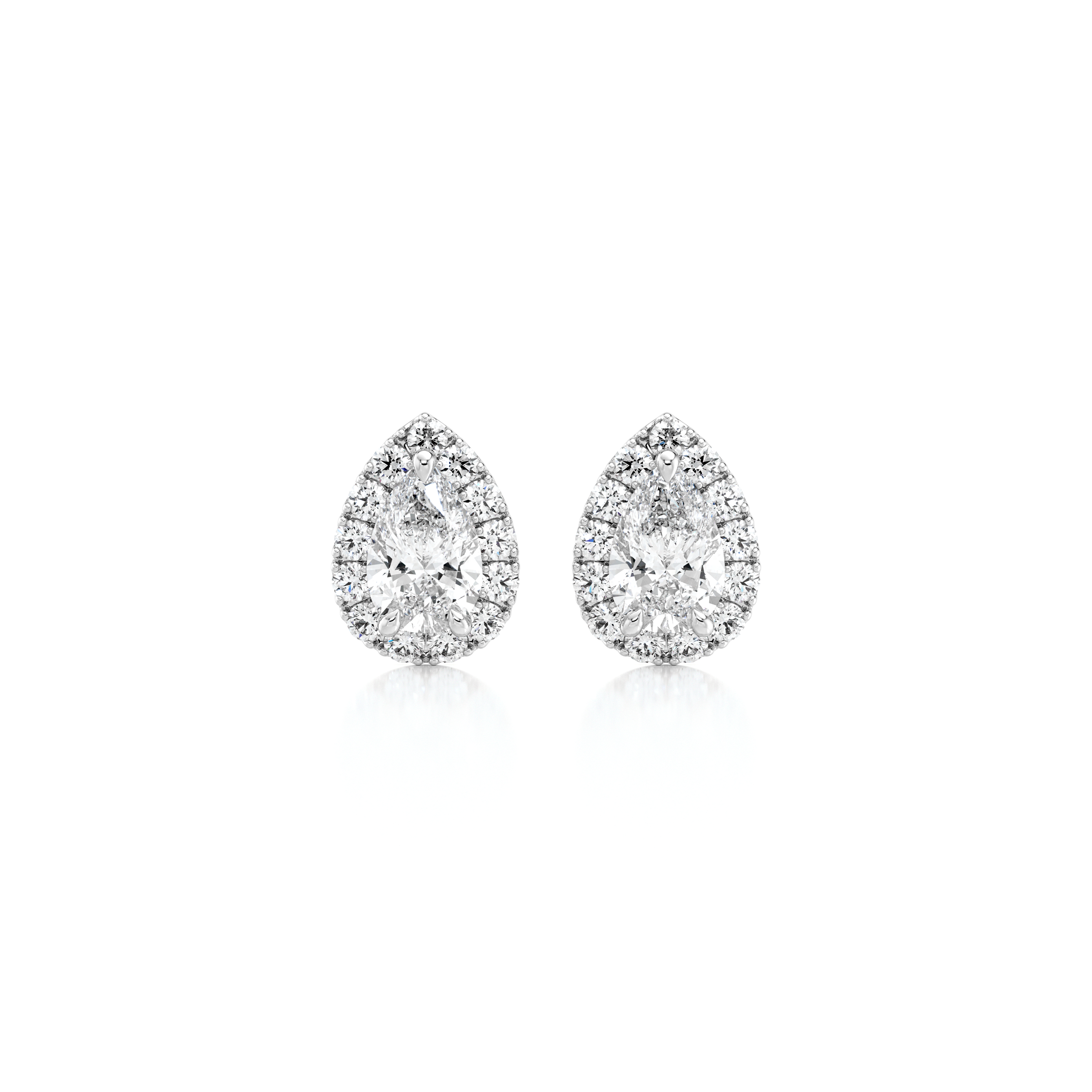 Pear Diamond Microset Halo Earrings