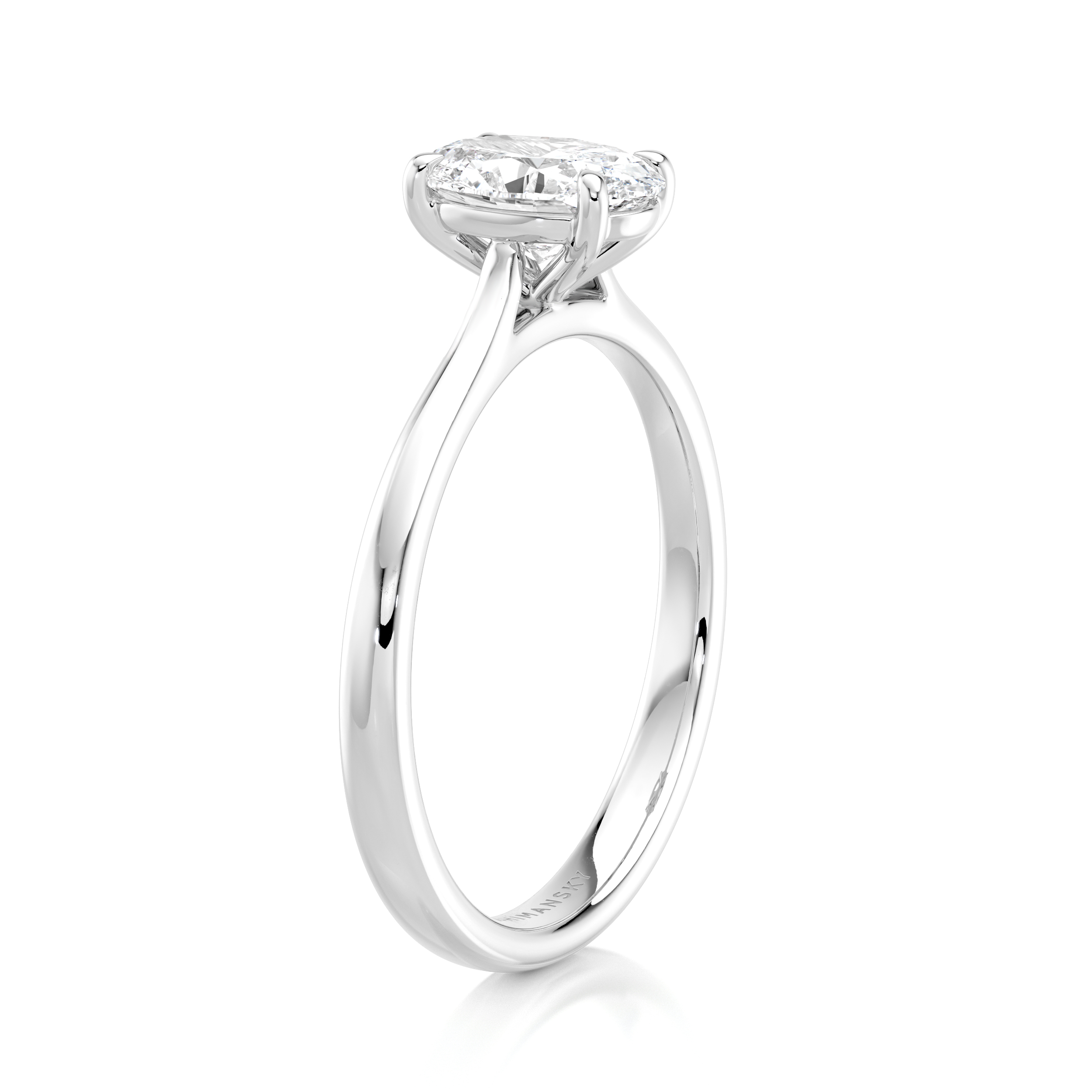 Oval Solitaire Diamond Engagement Ring Platinum