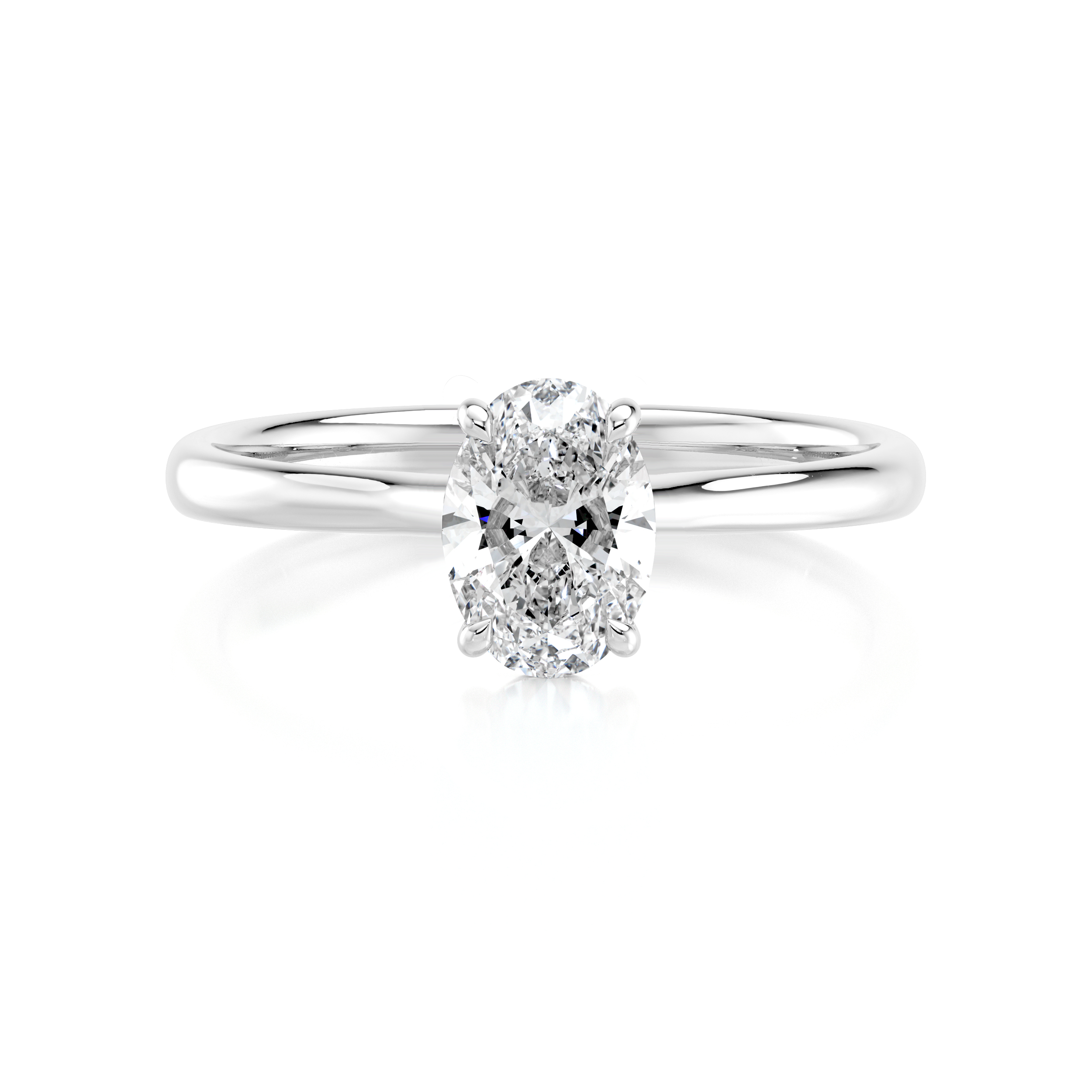 Oval Solitaire Diamond Engagement Ring Platinum