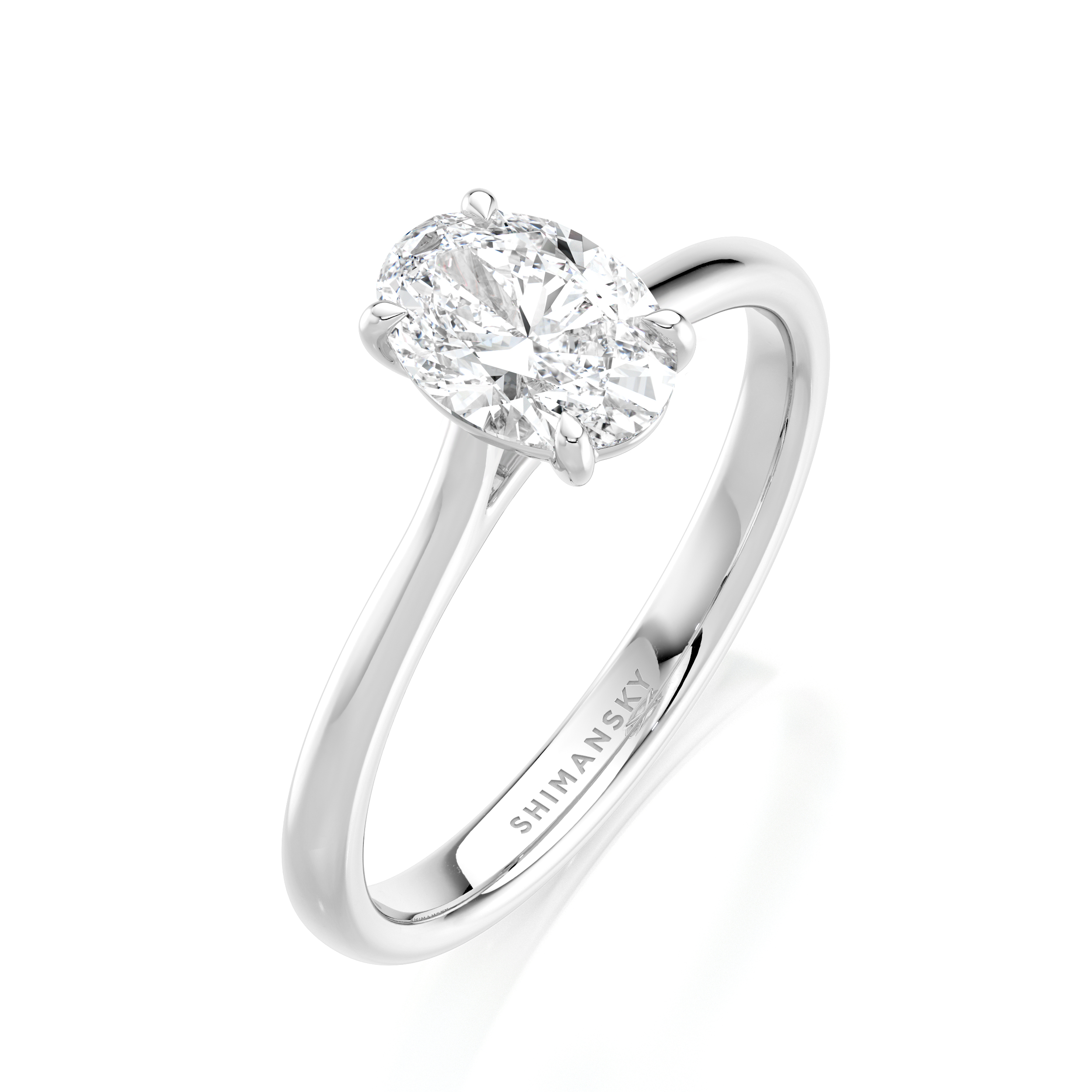 Oval Solitaire Diamond Engagement Ring Platinum