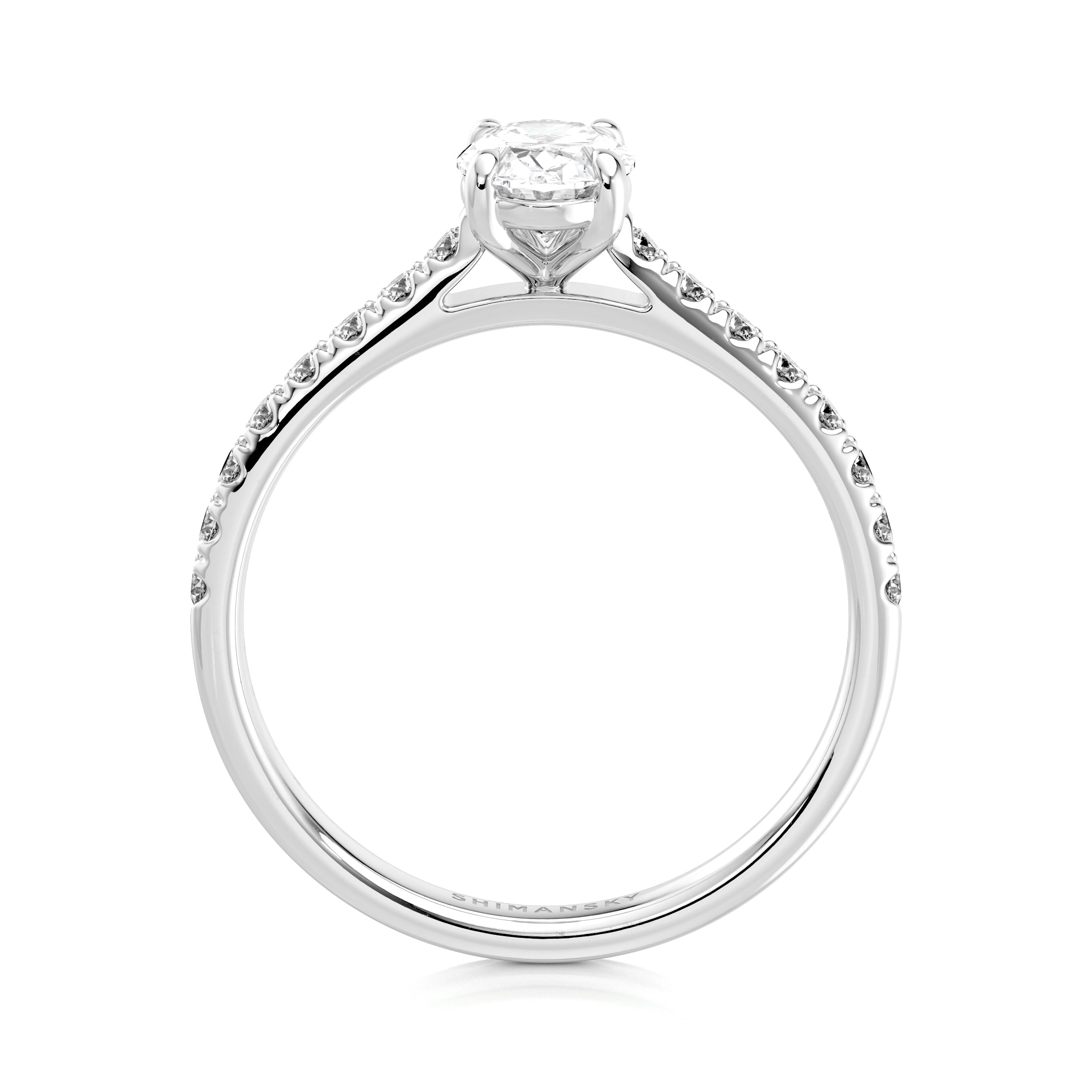 Oval Diamond Microset Engagement Ring