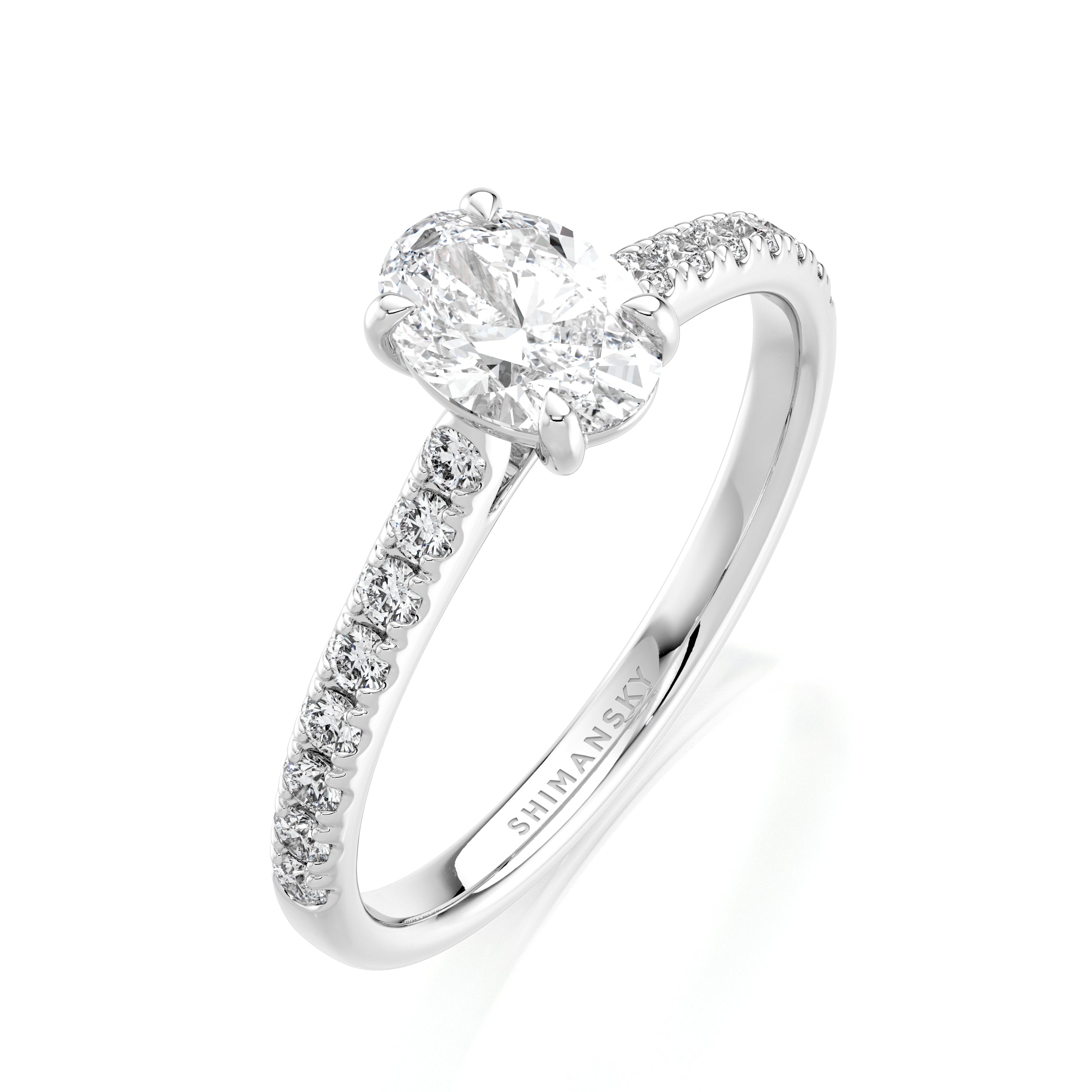 Oval Diamond Microset Engagement Ring