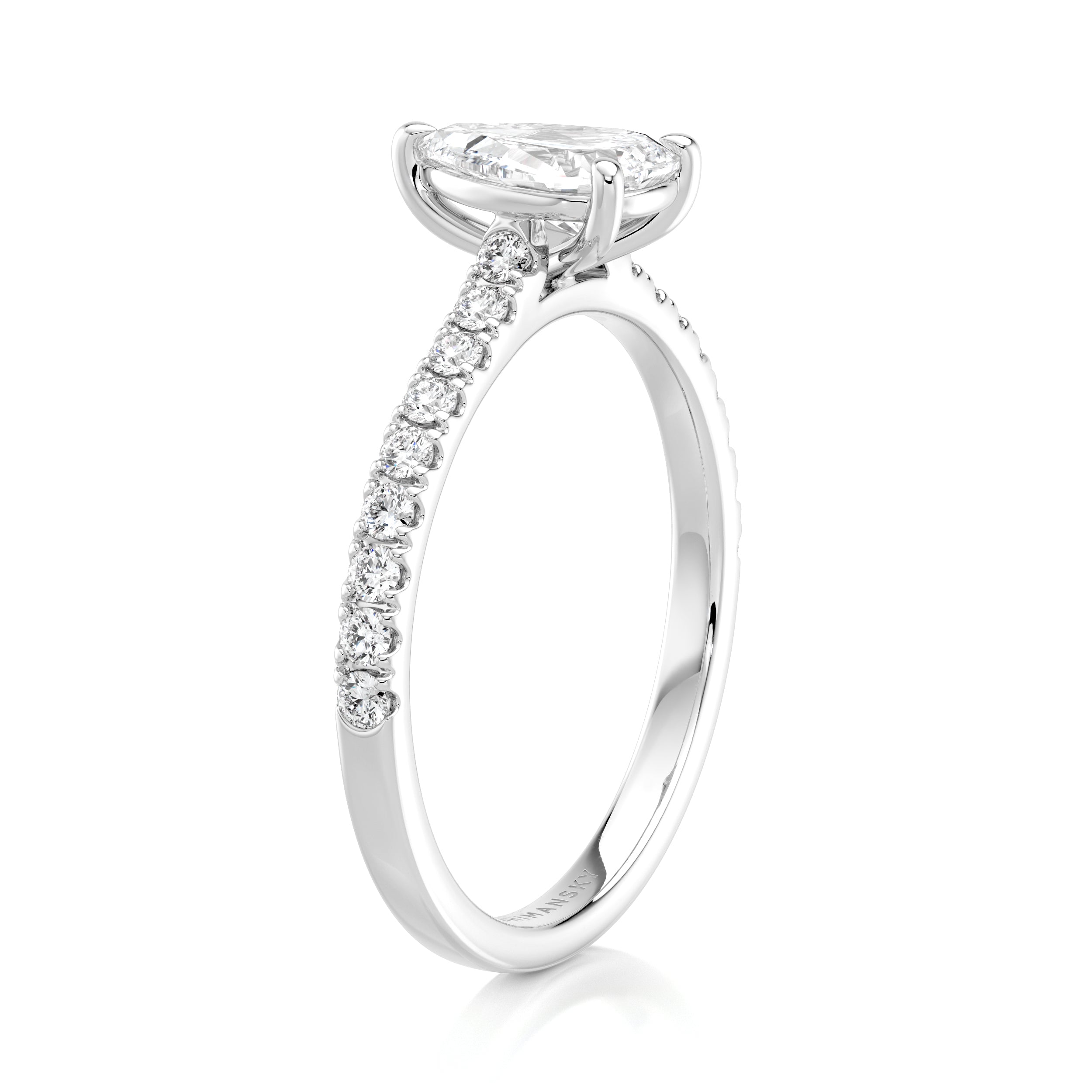 Pear Shape Diamond Microset Engagement Ring