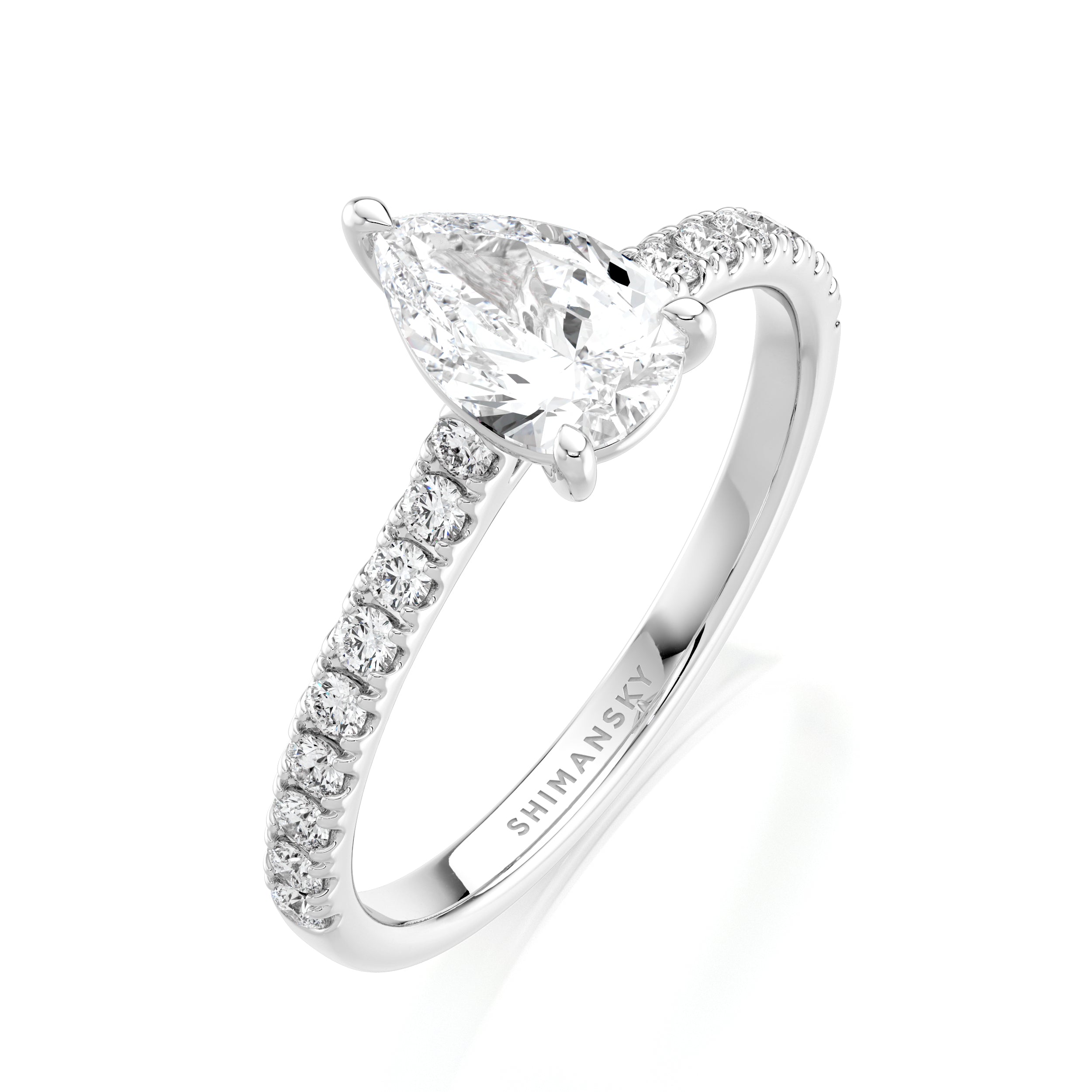 Pear Shape Diamond Microset Engagement Ring