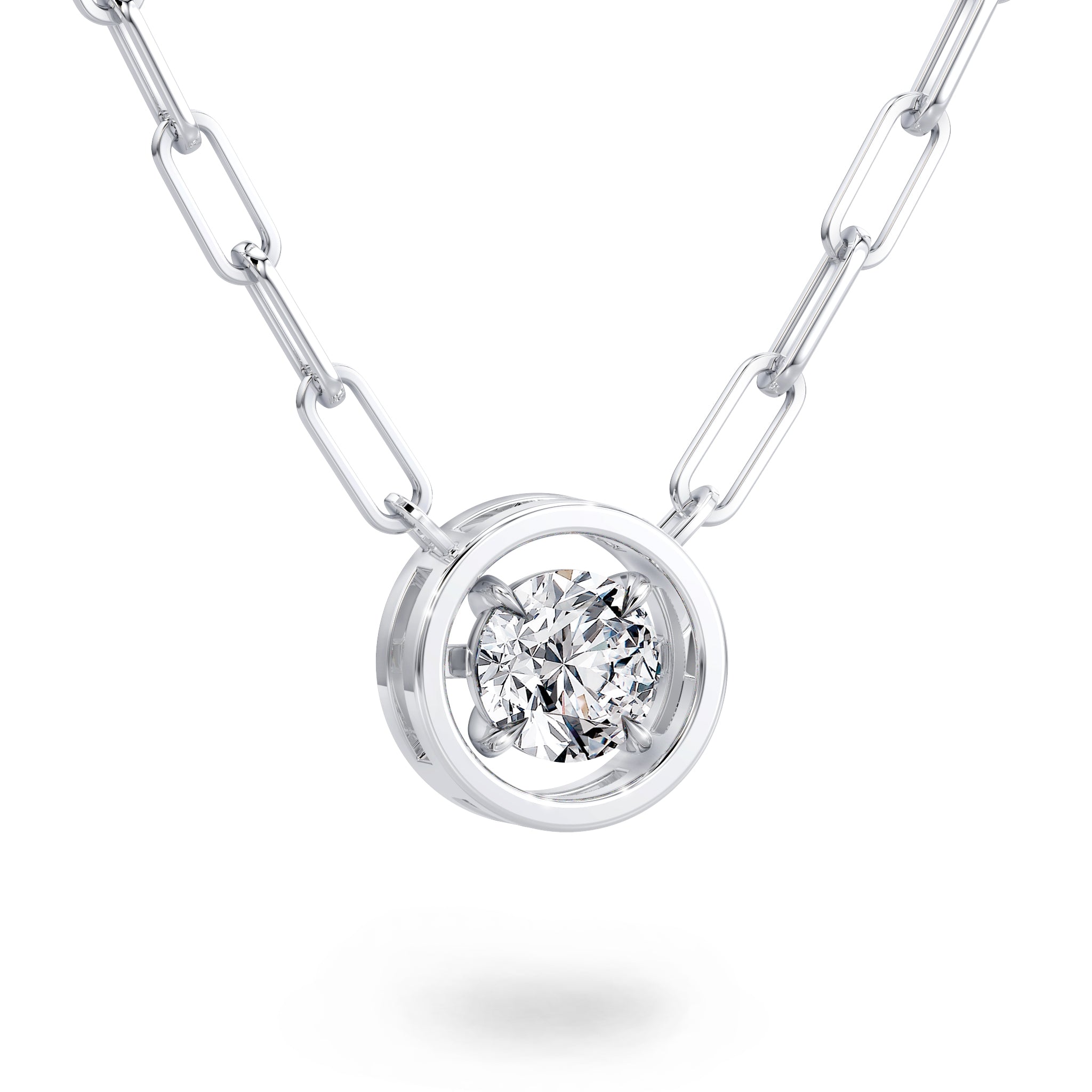 Saturn Round Brilliant Diamond Necklace