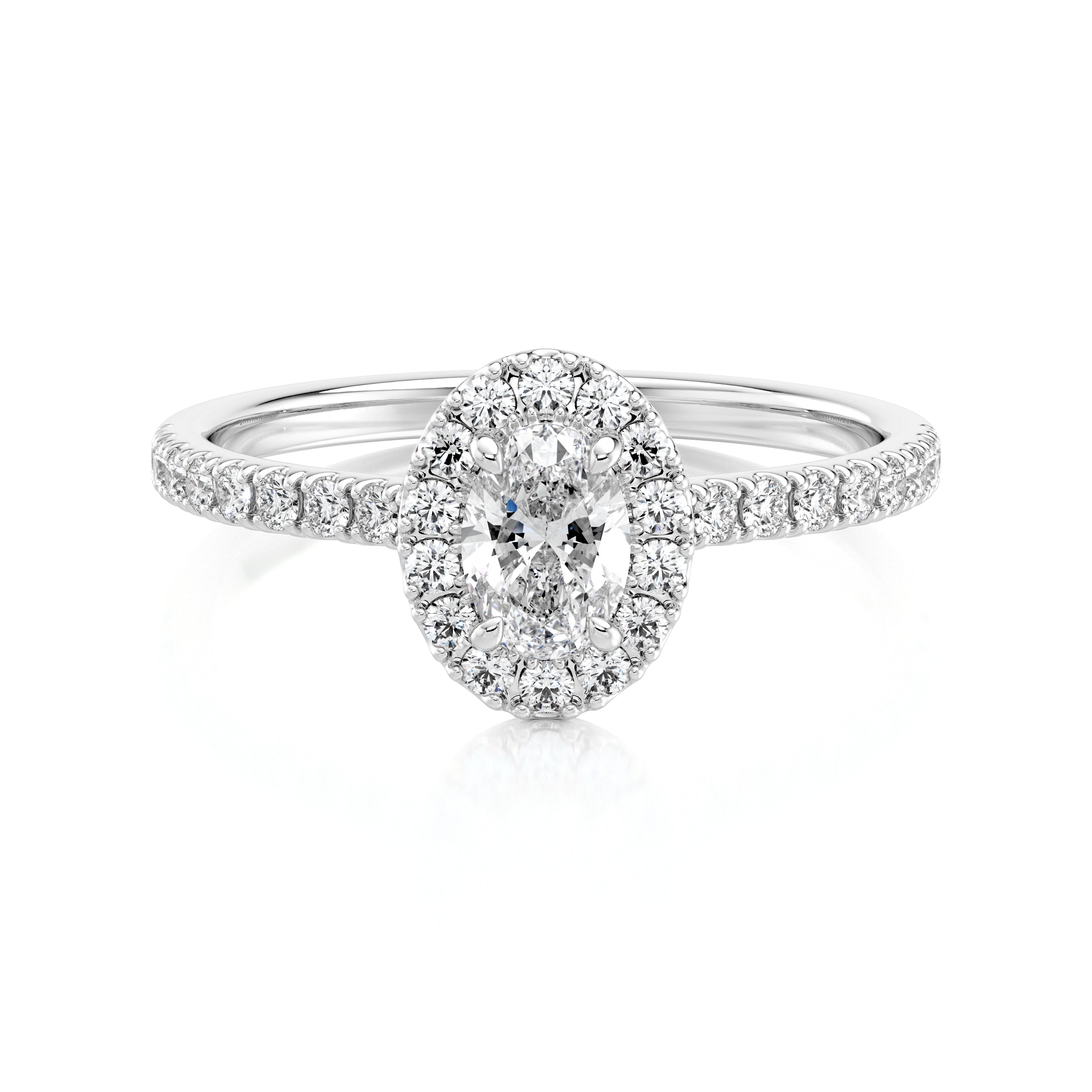 Oval Diamond Microset Halo Engagement Ring