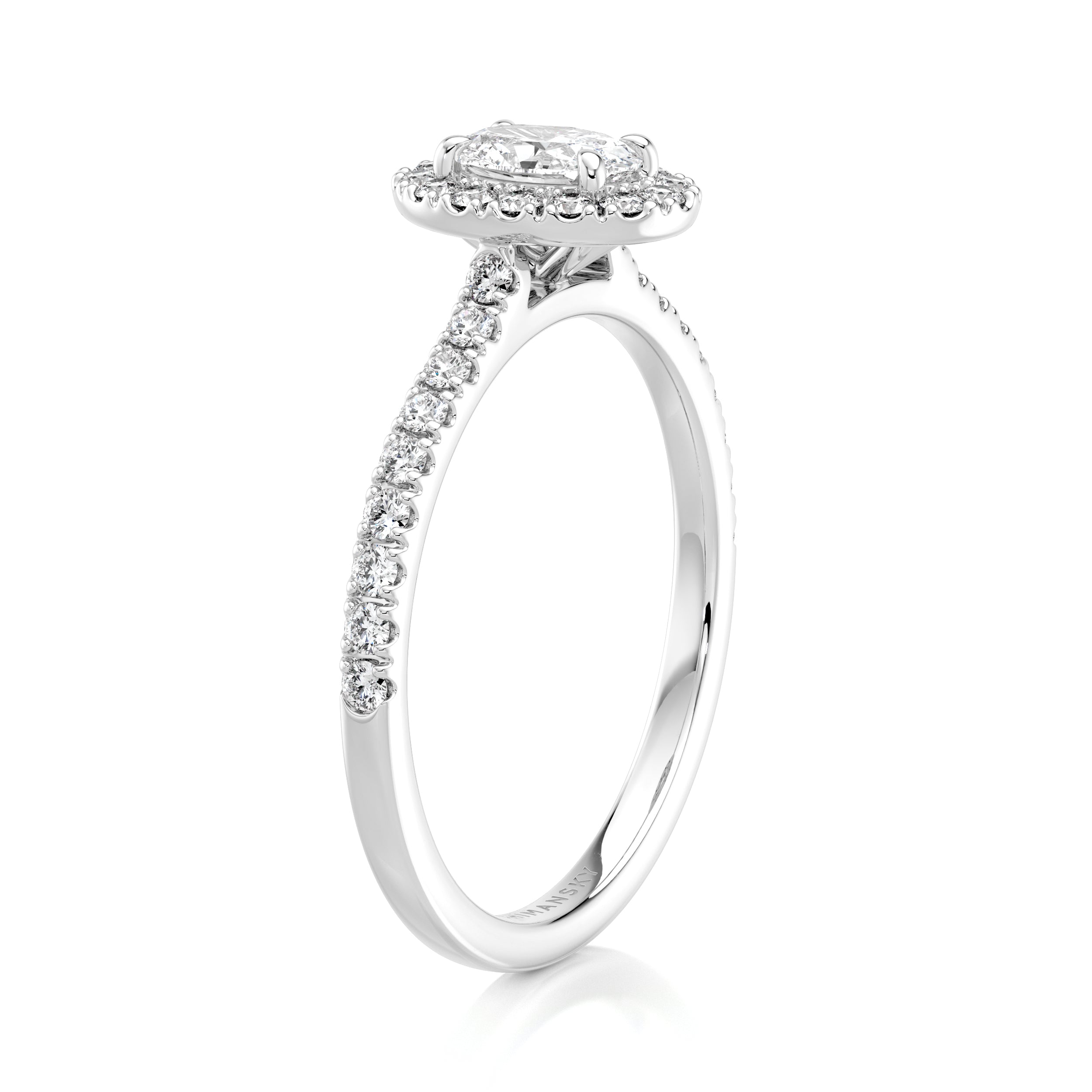 Ovaler Diamant-Microset-Halo-Verlobungsring