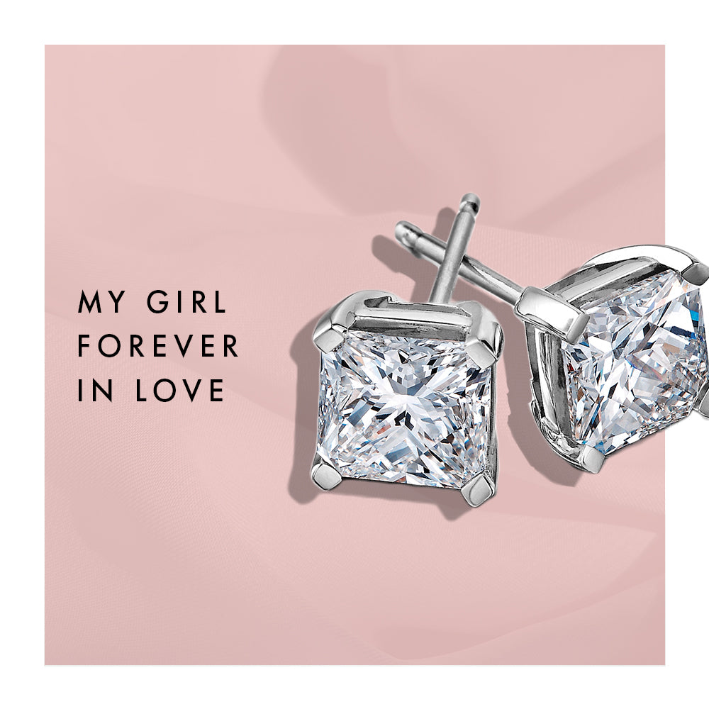 Shimansky My Girl Diamond Earrings in 18K White Gold - My Girl Forever in love