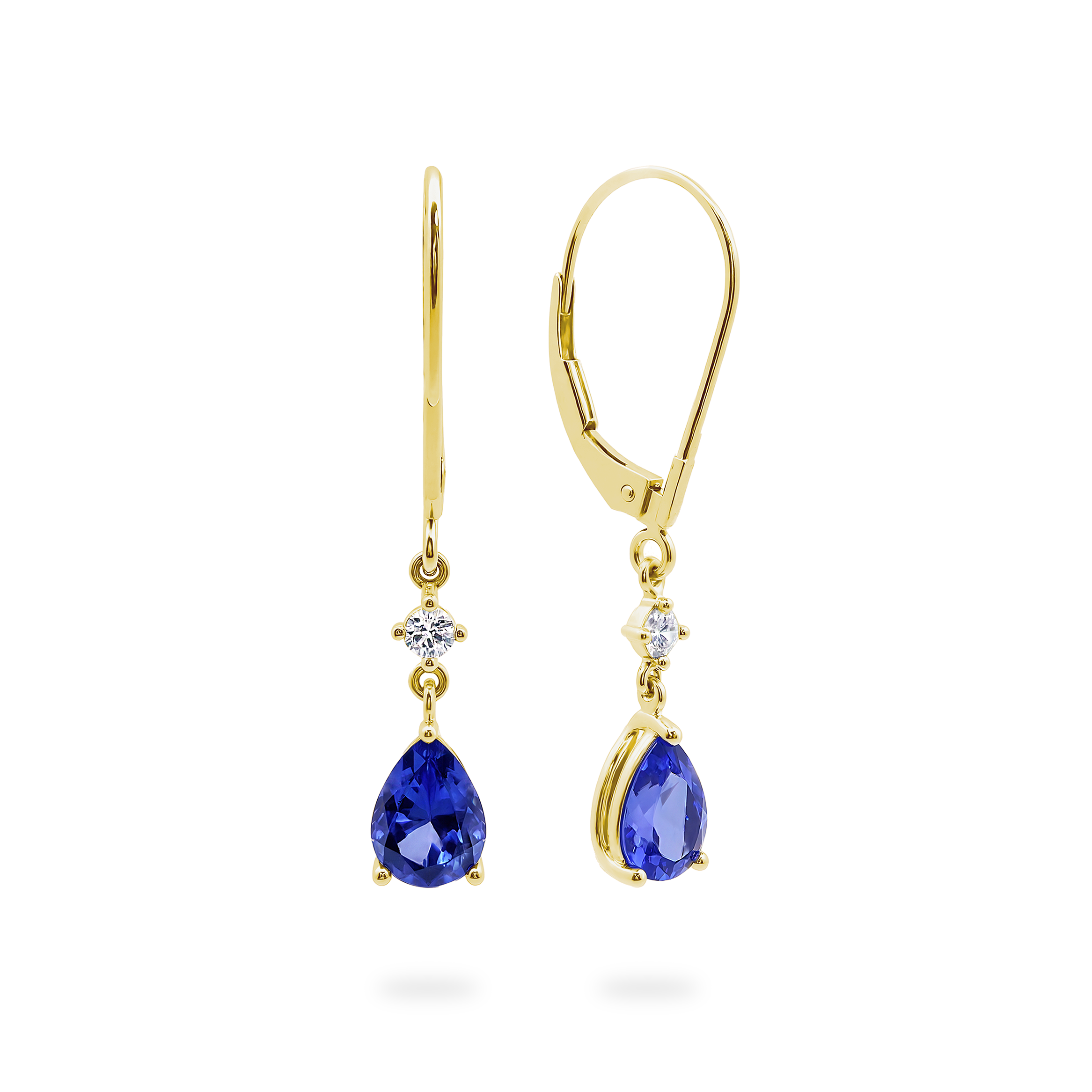 Boucles d'oreilles poire tanzanite et diamant