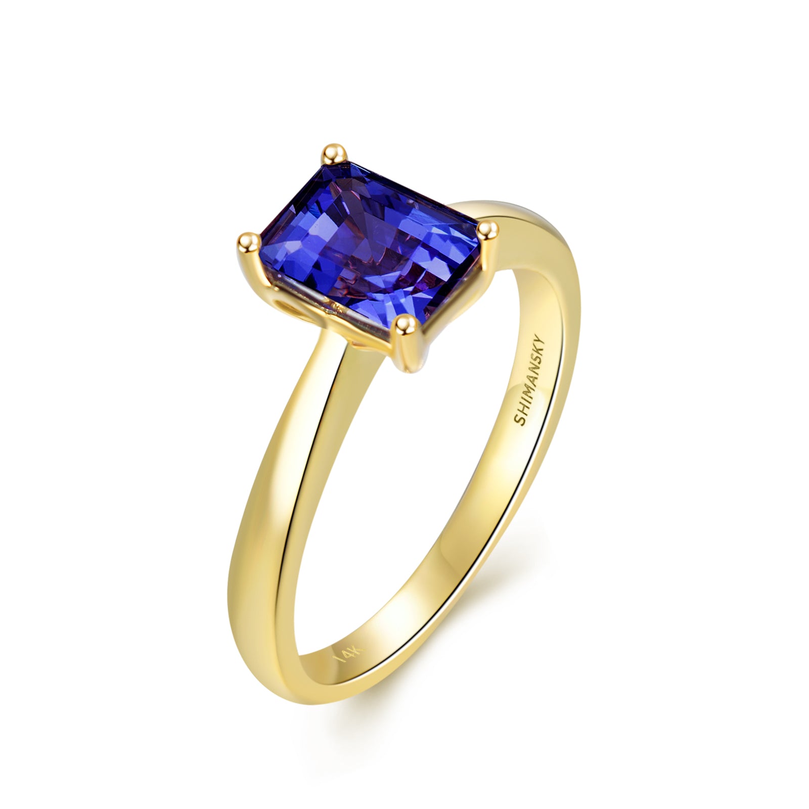 Tanzanite Emerald Shape Solitaire ring