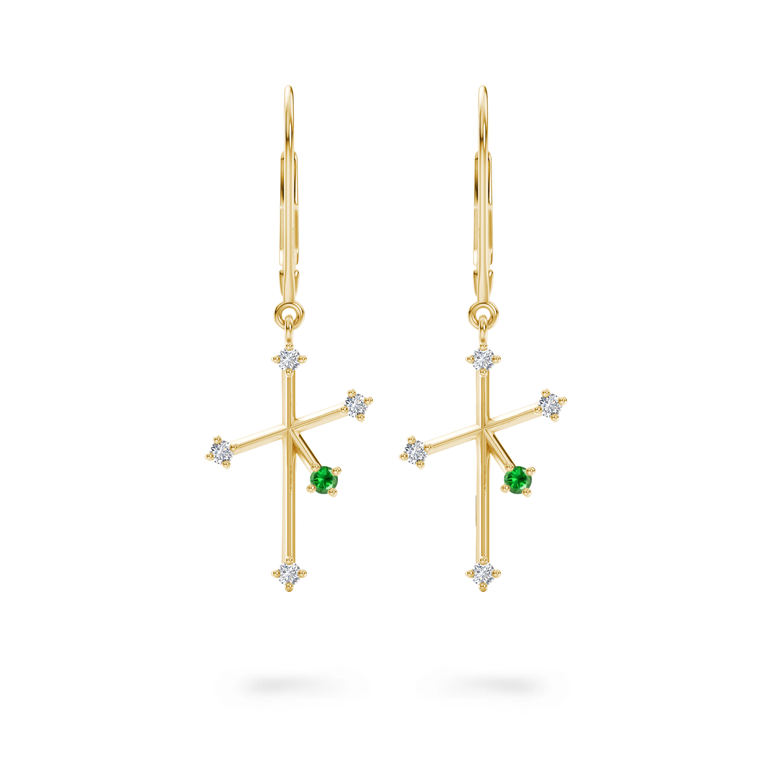 Southern Cross Diamond & Tsavorite Drop Earrings