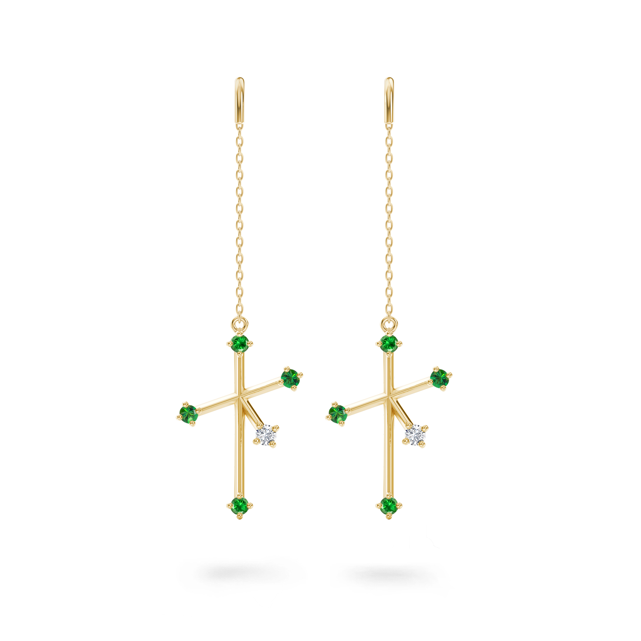 Southern Cross Diamond & Tsavorite Drop Earrings