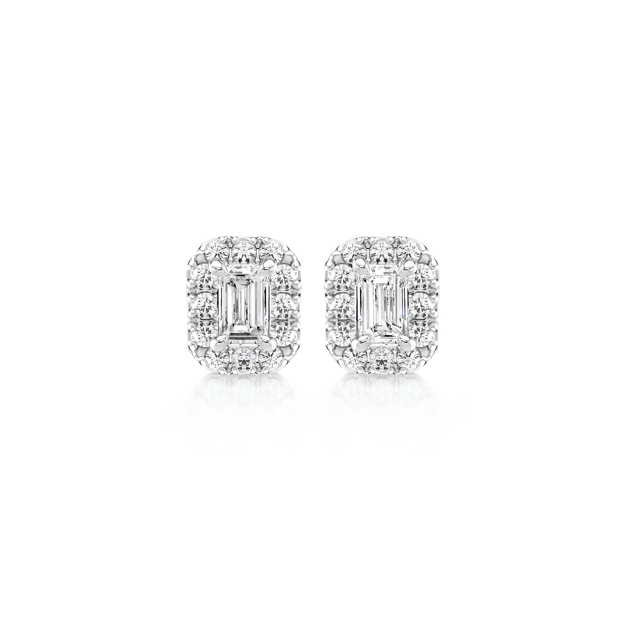 Emerald Diamond Microset Halo Earrings