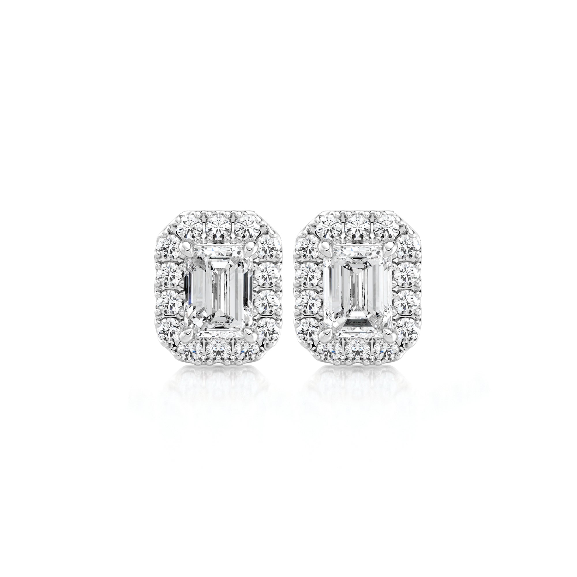 Emerald Diamond Microset Halo Earrings