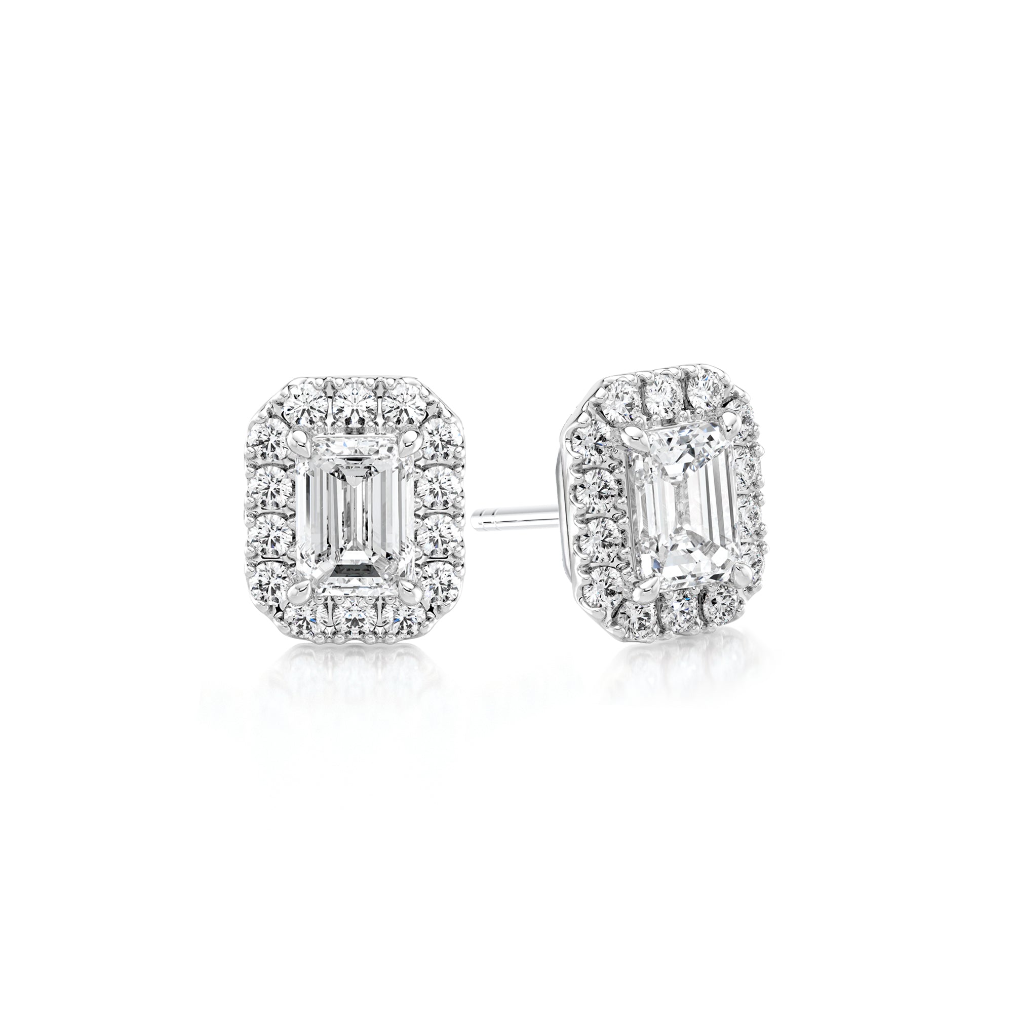 Emerald Diamond Microset Halo Earrings