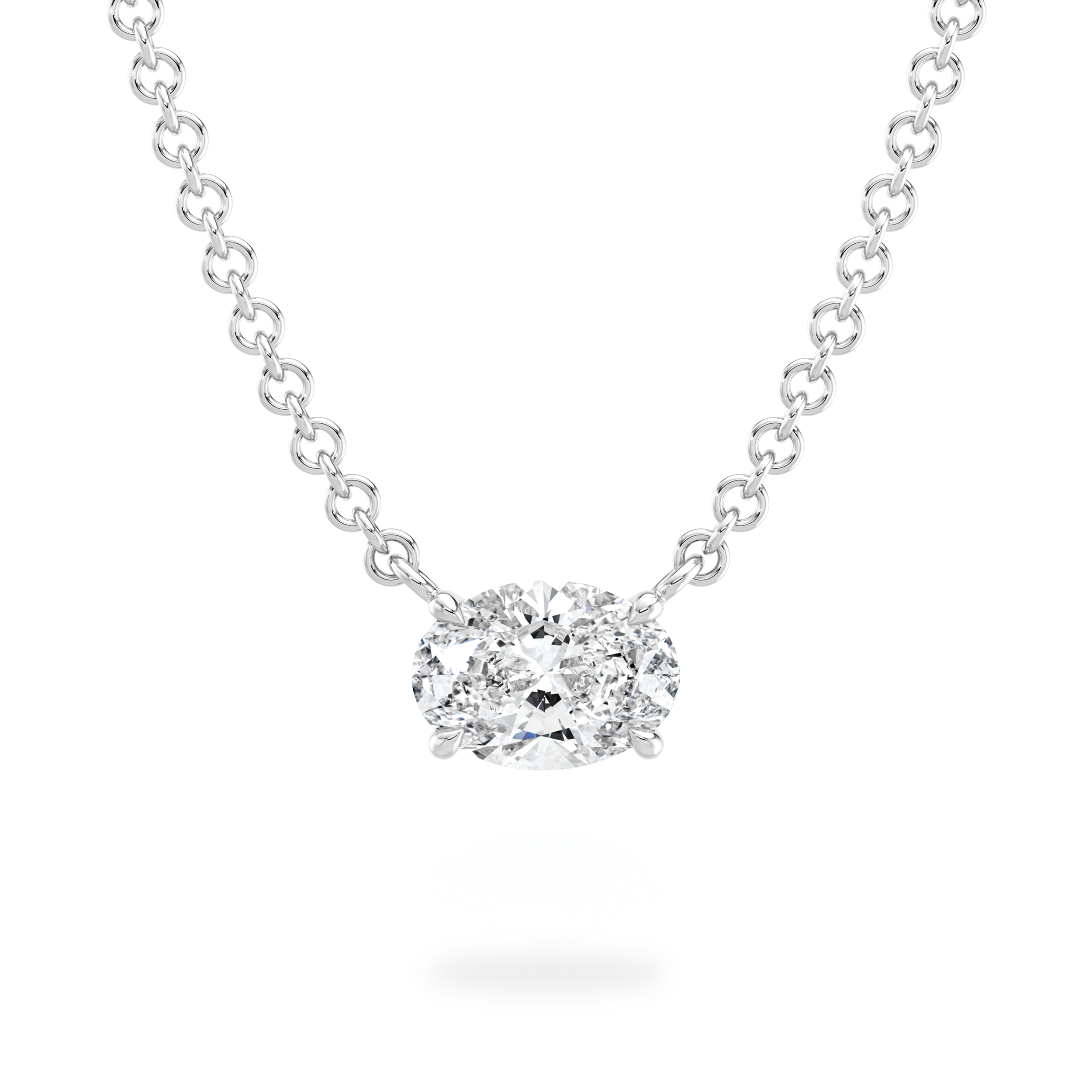 Oval Diamond Solitaire Necklace