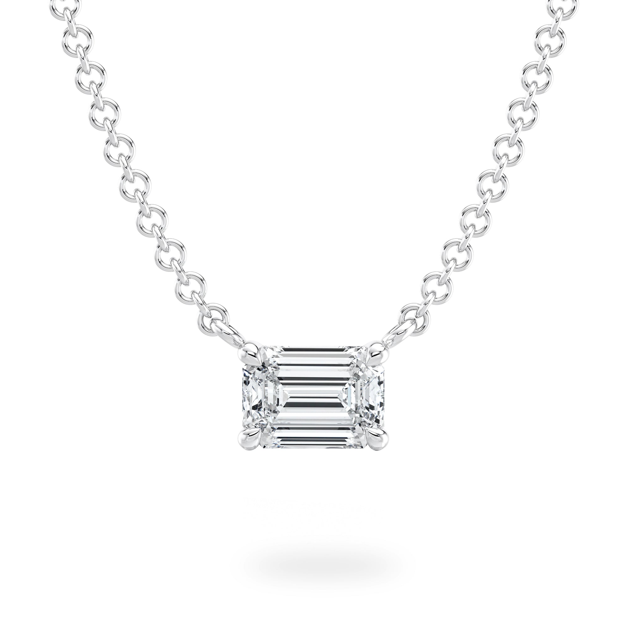 Emerald Diamond Solitaire Necklace