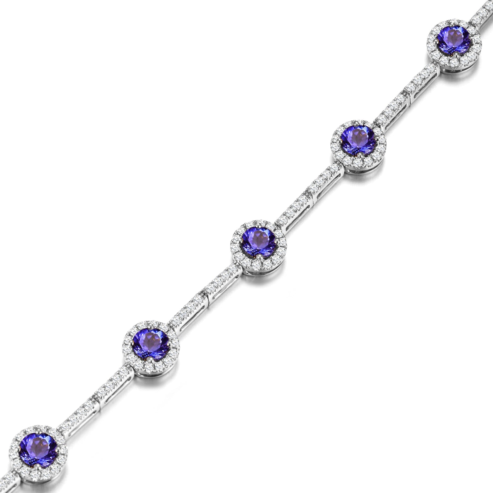 Tanzanite Round Halo Dress Bracelet