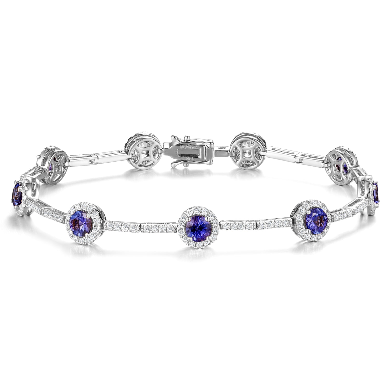 Tanzanite Round Halo Dress Bracelet