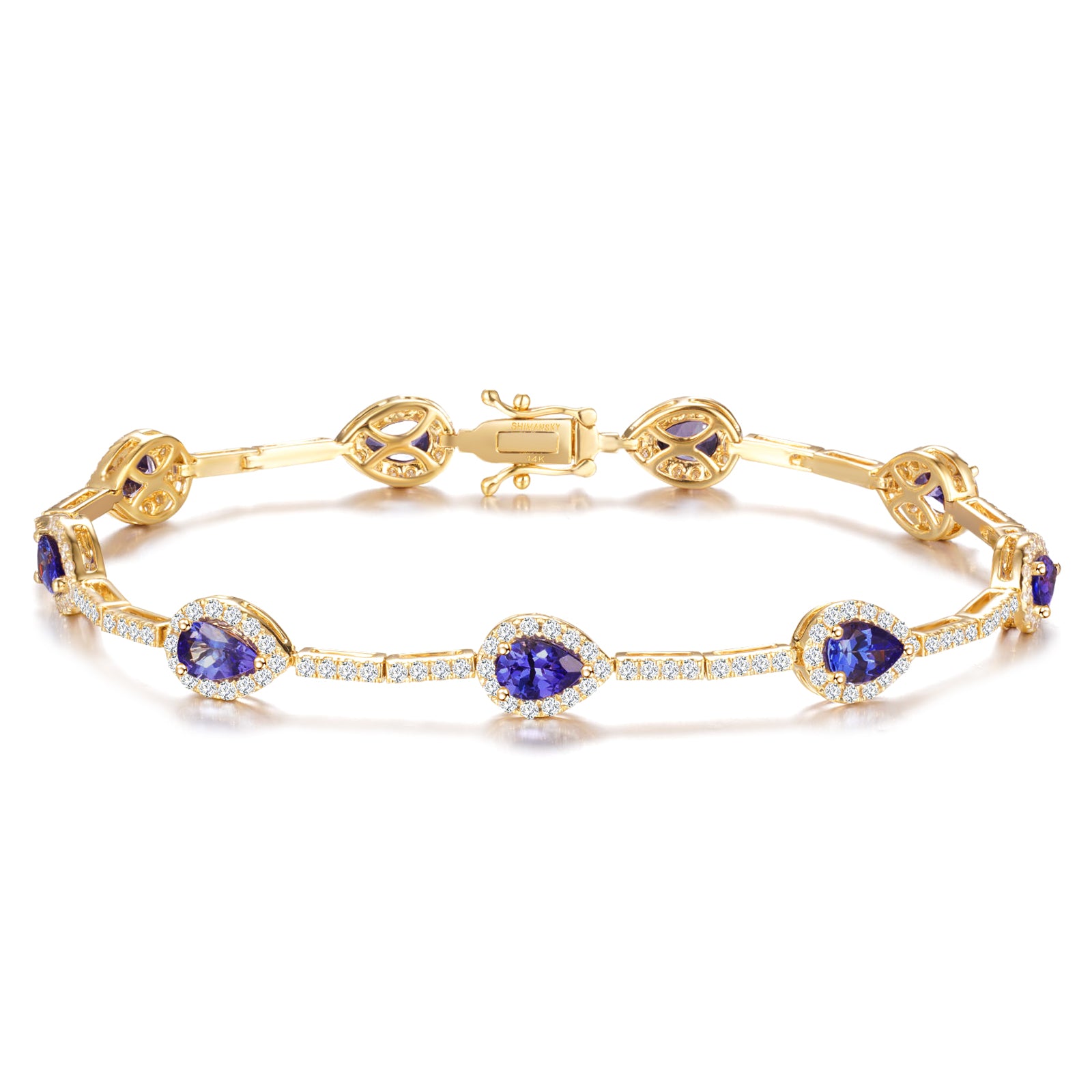 Tanzanite Pear Halo Dress Bracelet