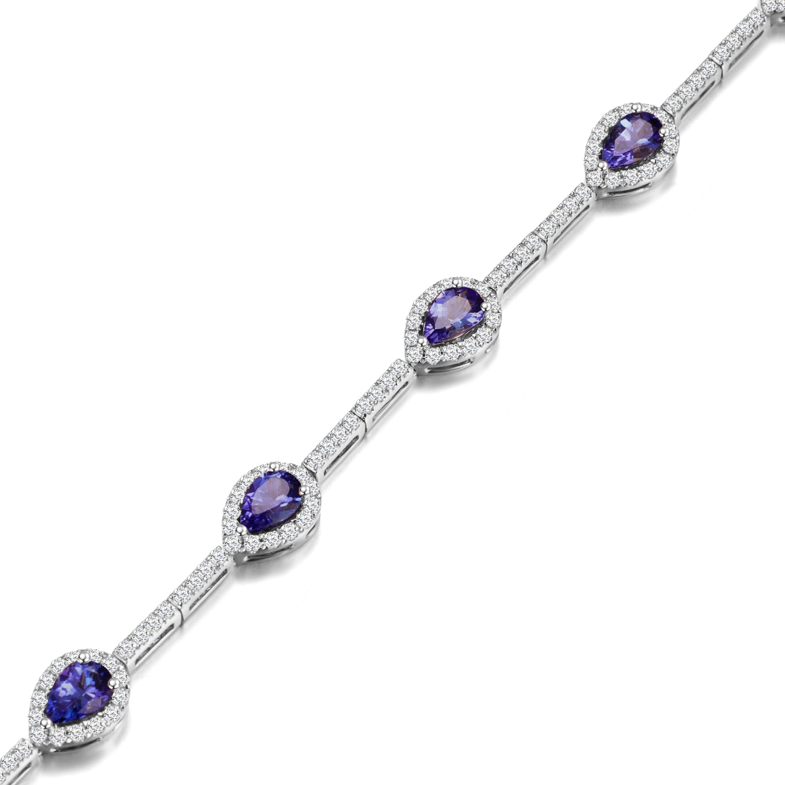 Tanzanite Pear Halo Dress Bracelet