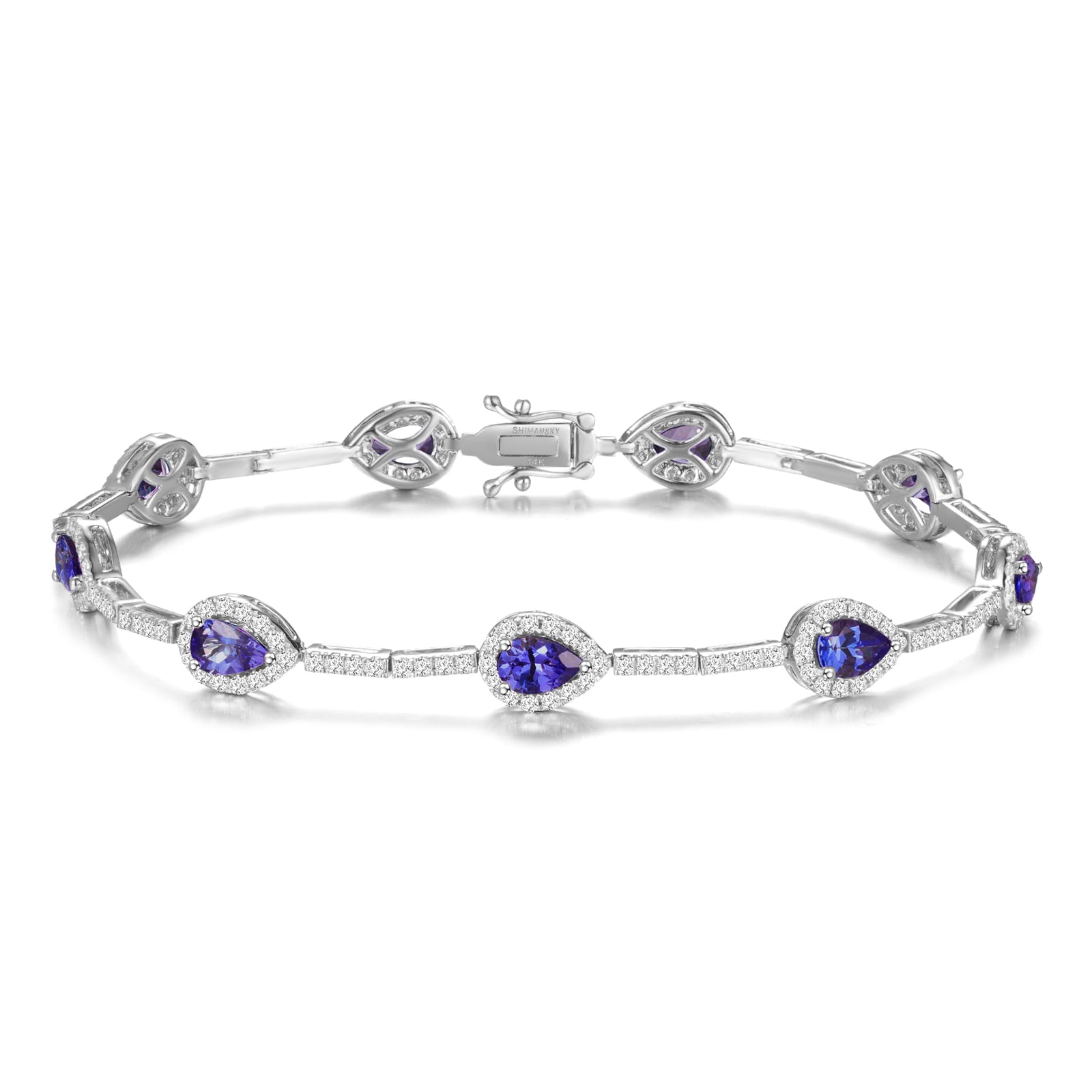 Tanzanite Pear Halo Dress Bracelet