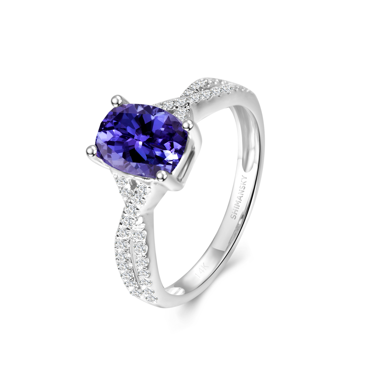 Tanzanite Cushion Microset Ring