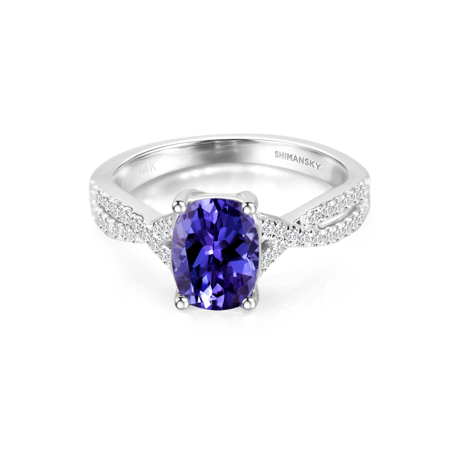 Tanzanite Cushion Microset Ring