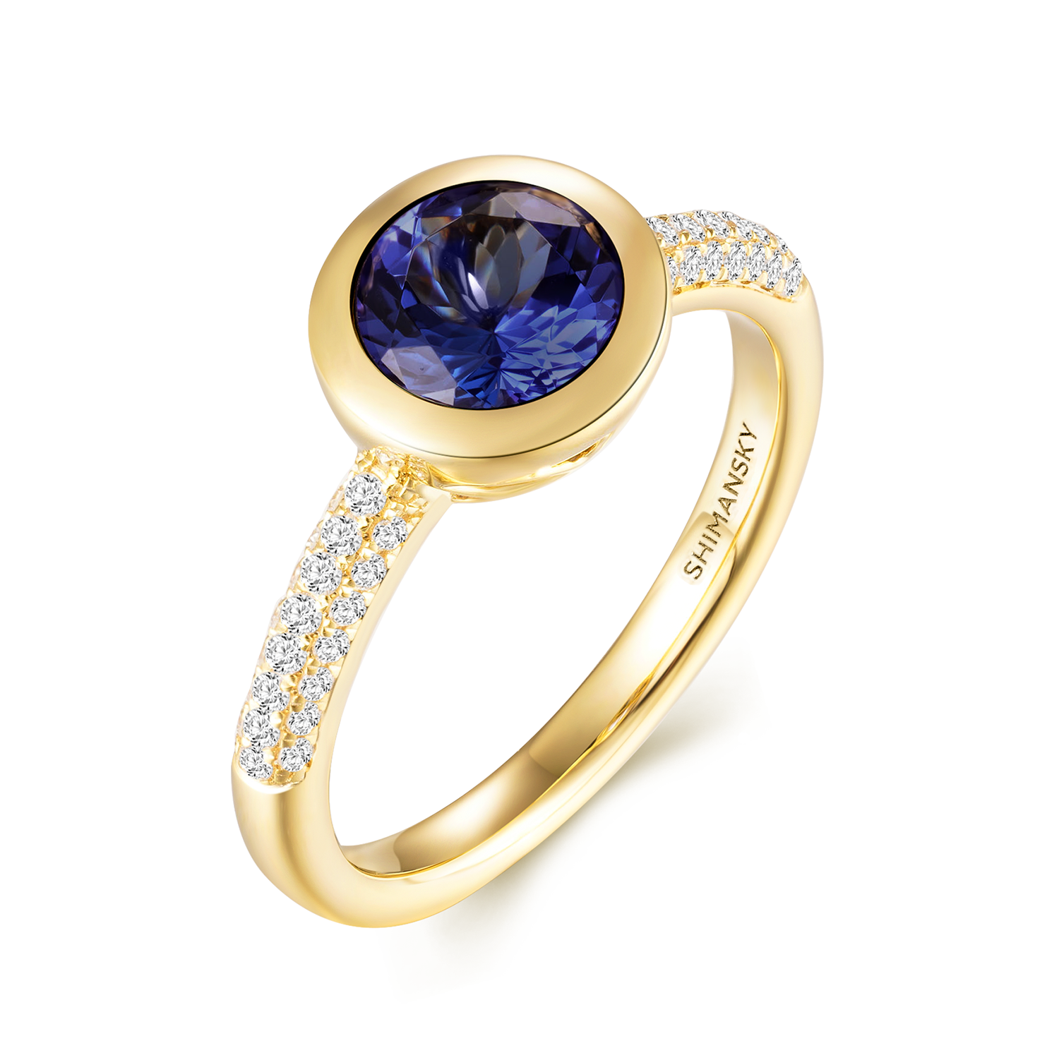 Round Tanzanite Bezel set Ring