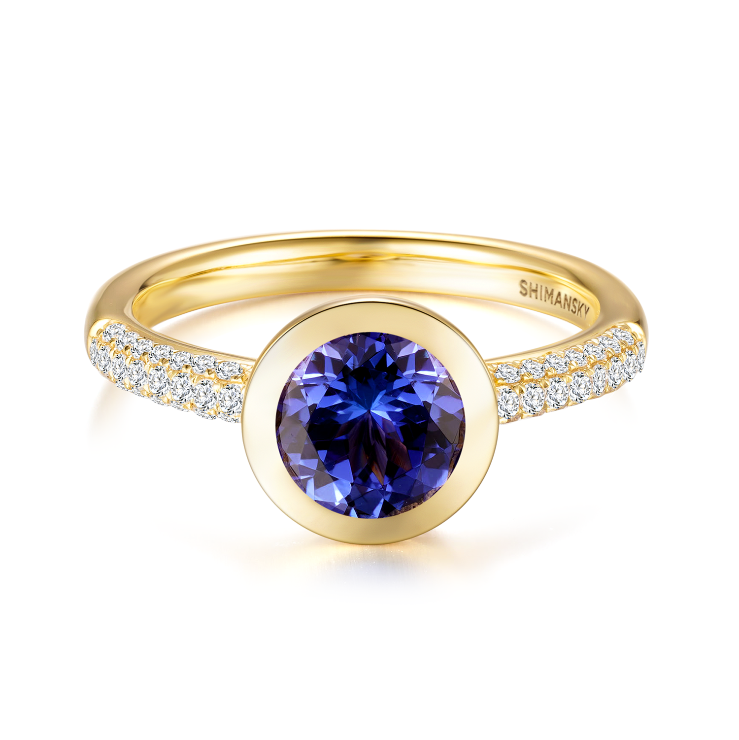 Round Tanzanite Bezel set Ring