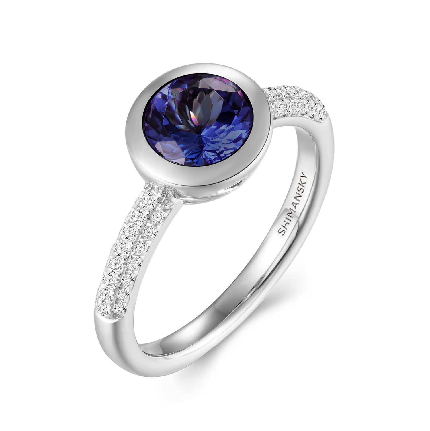 Round Tanzanite Bezel set Ring