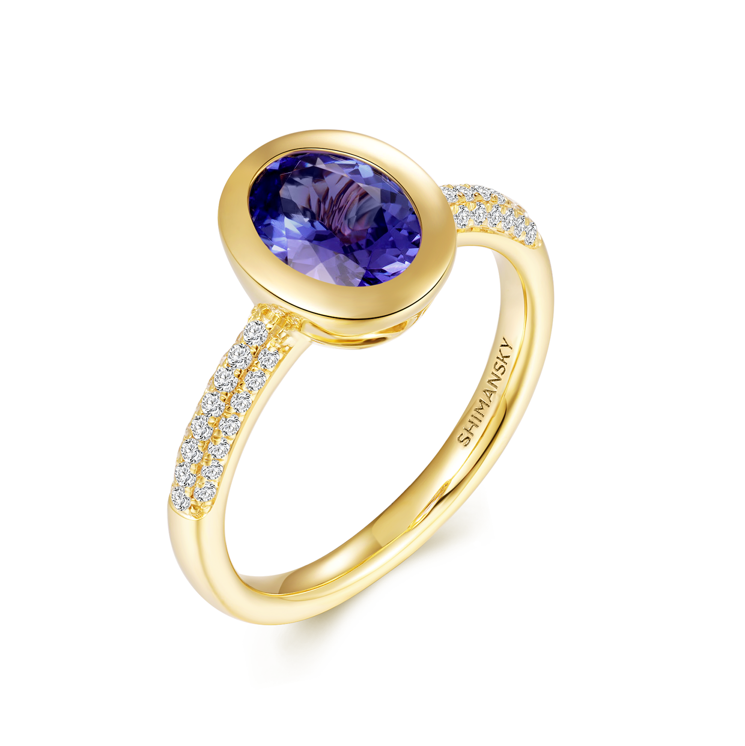 Oval Tanzanite Bezel set Ring