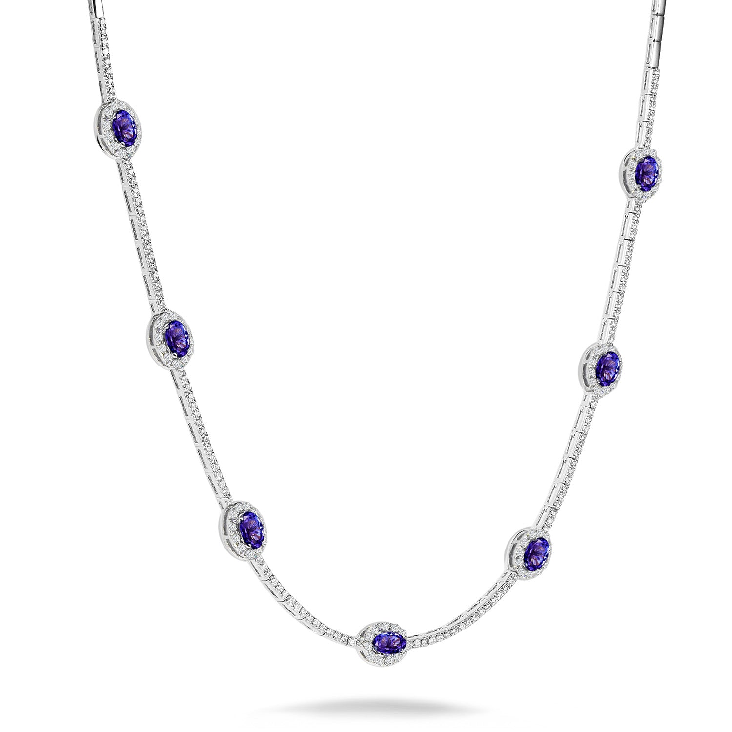 Tanzanite Oval Halo Dress Necklace