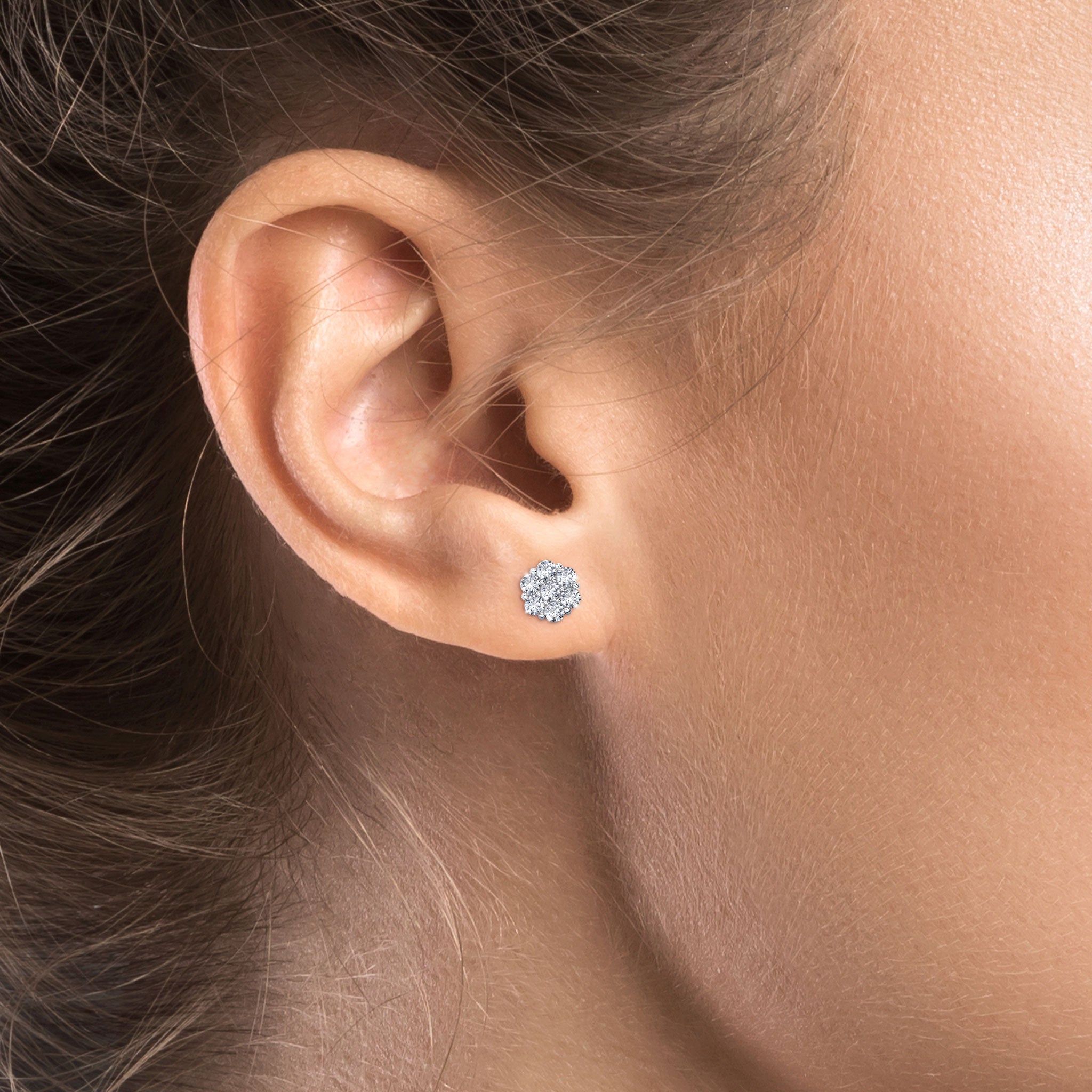 Cluster Diamond Earring - Model View - Shimansky