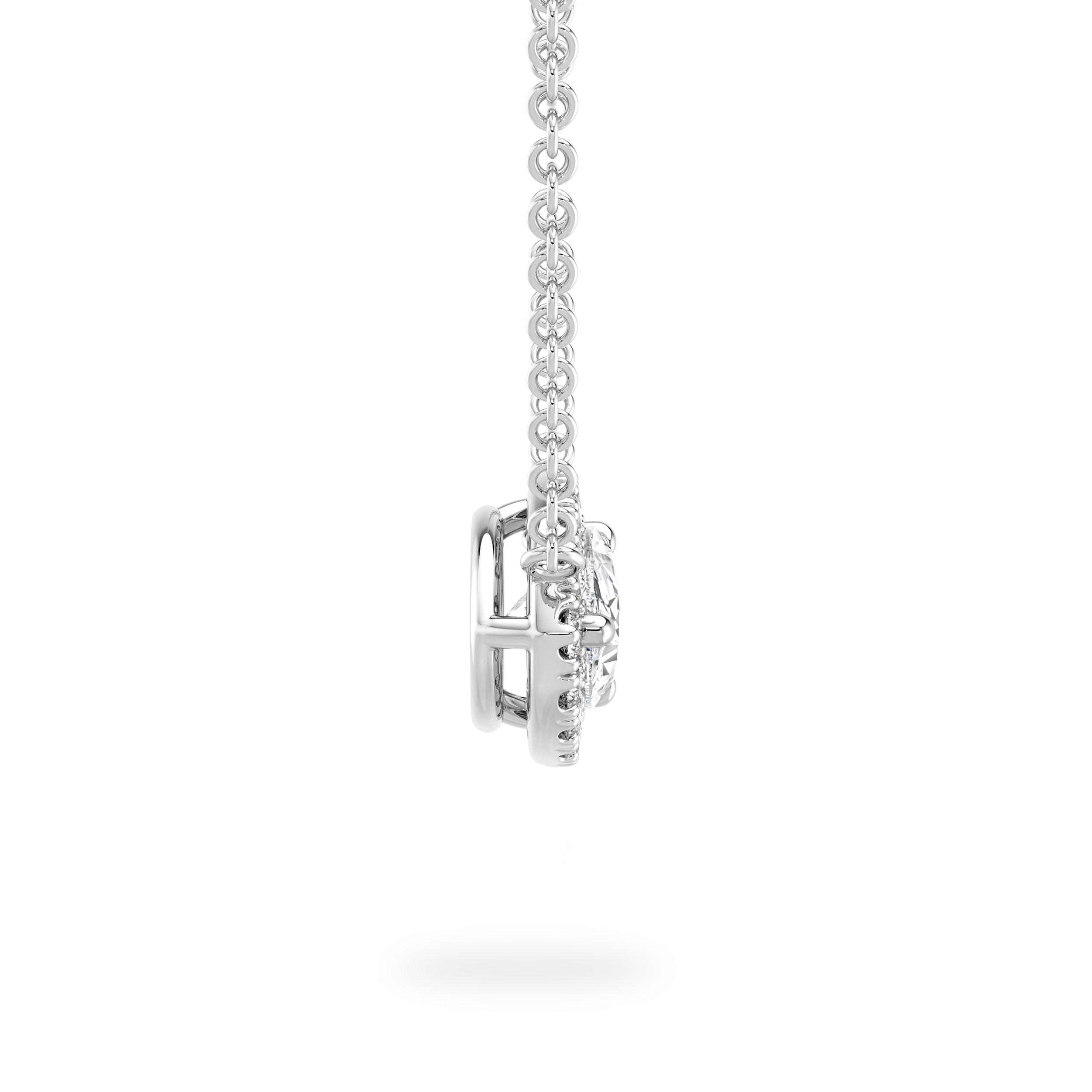 Pear Diamond Microset Halo Necklace