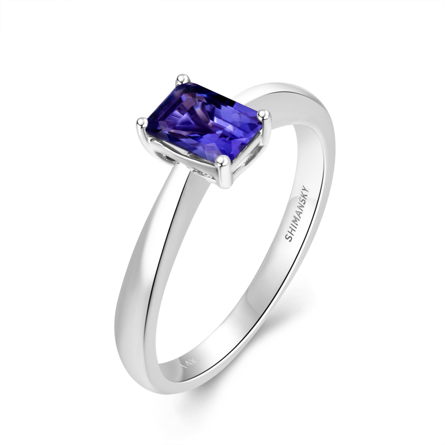 Tanzanite Emerald Shape Solitaire Ring