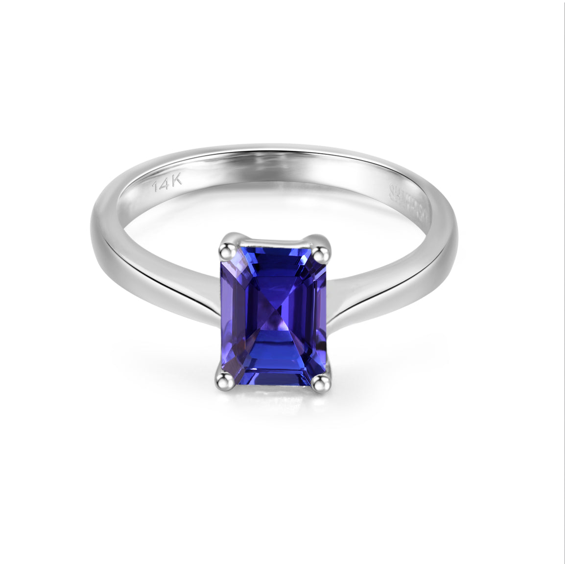 Tanzanite Emerald Shape Solitaire Ring