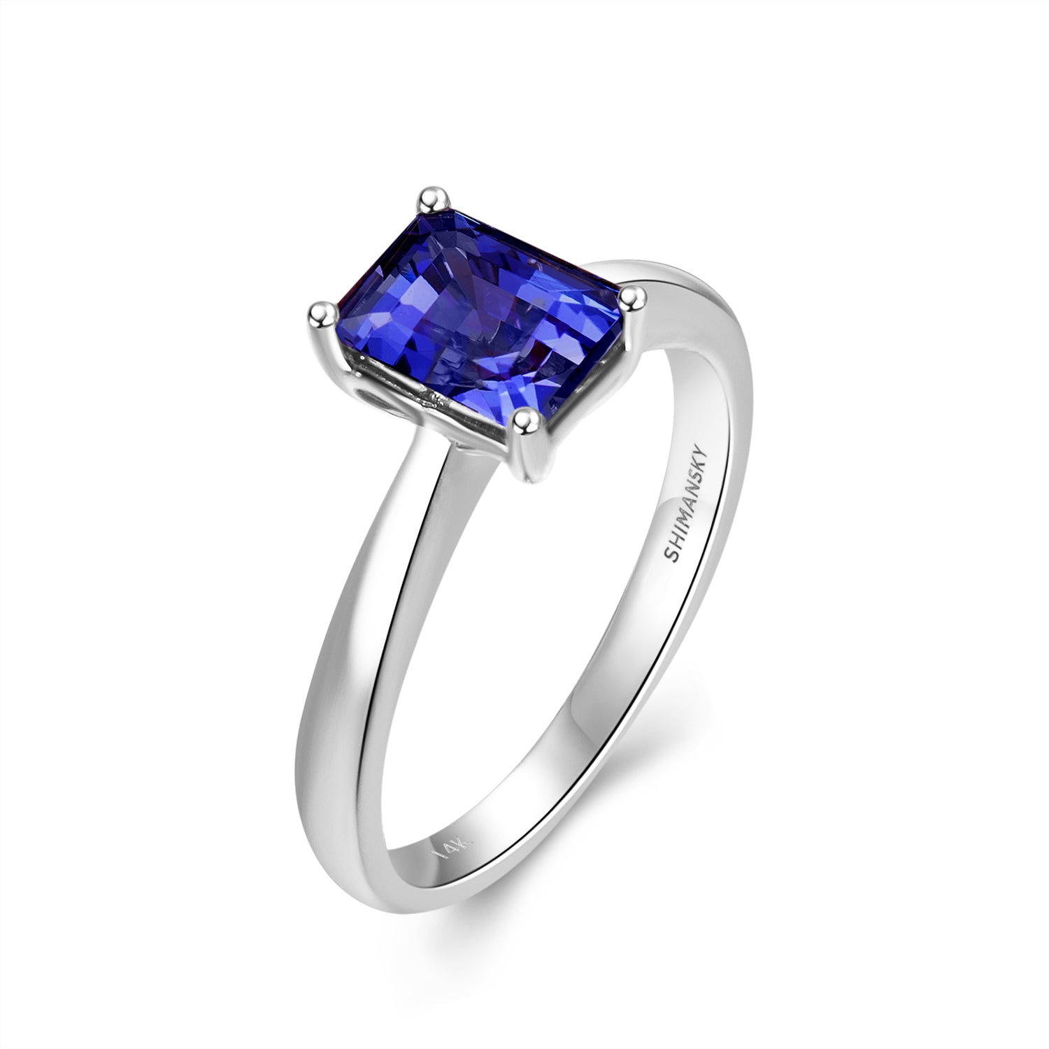 Tanzanite Emerald Shape Solitaire Ring