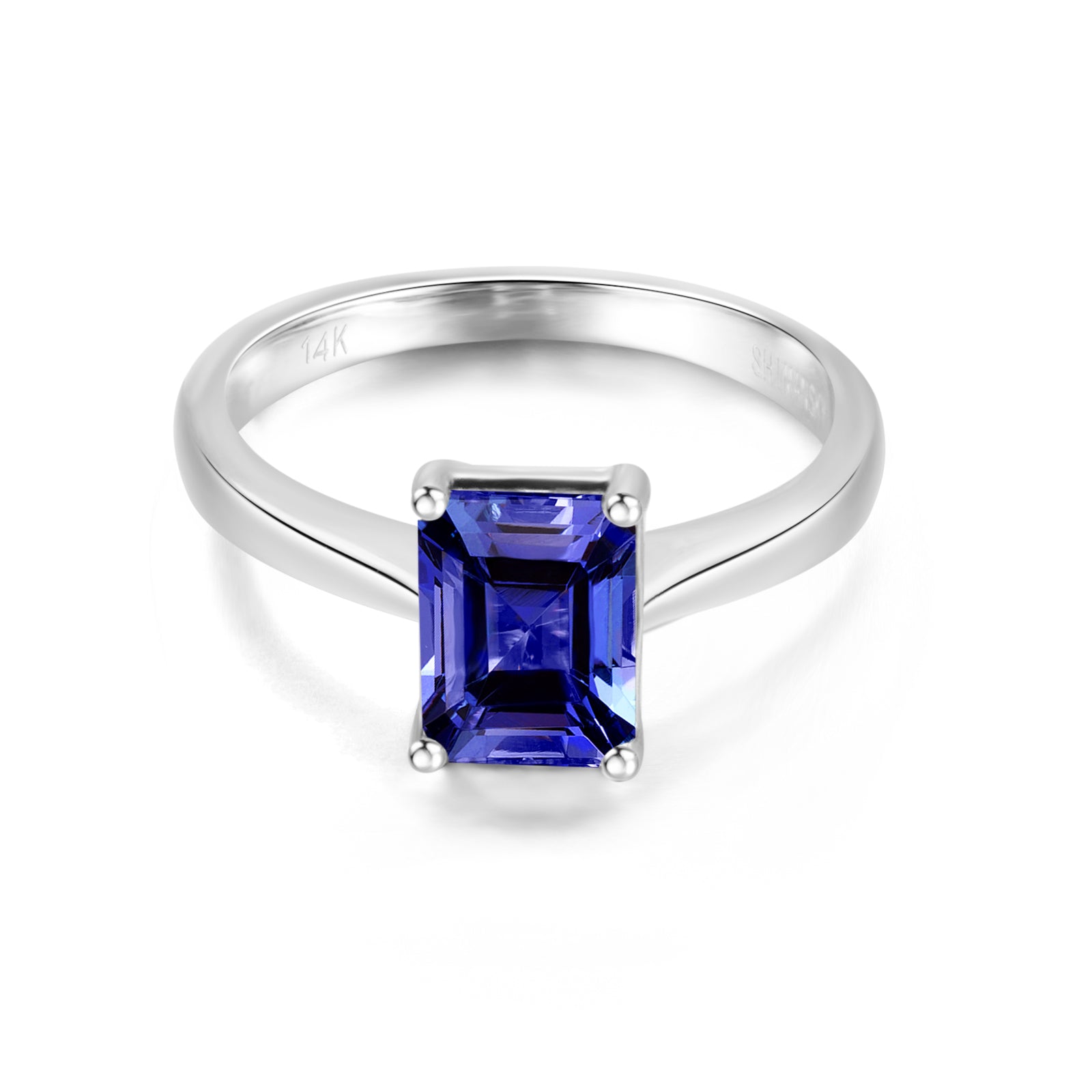 Tanzanite Emerald Shape Solitaire Ring