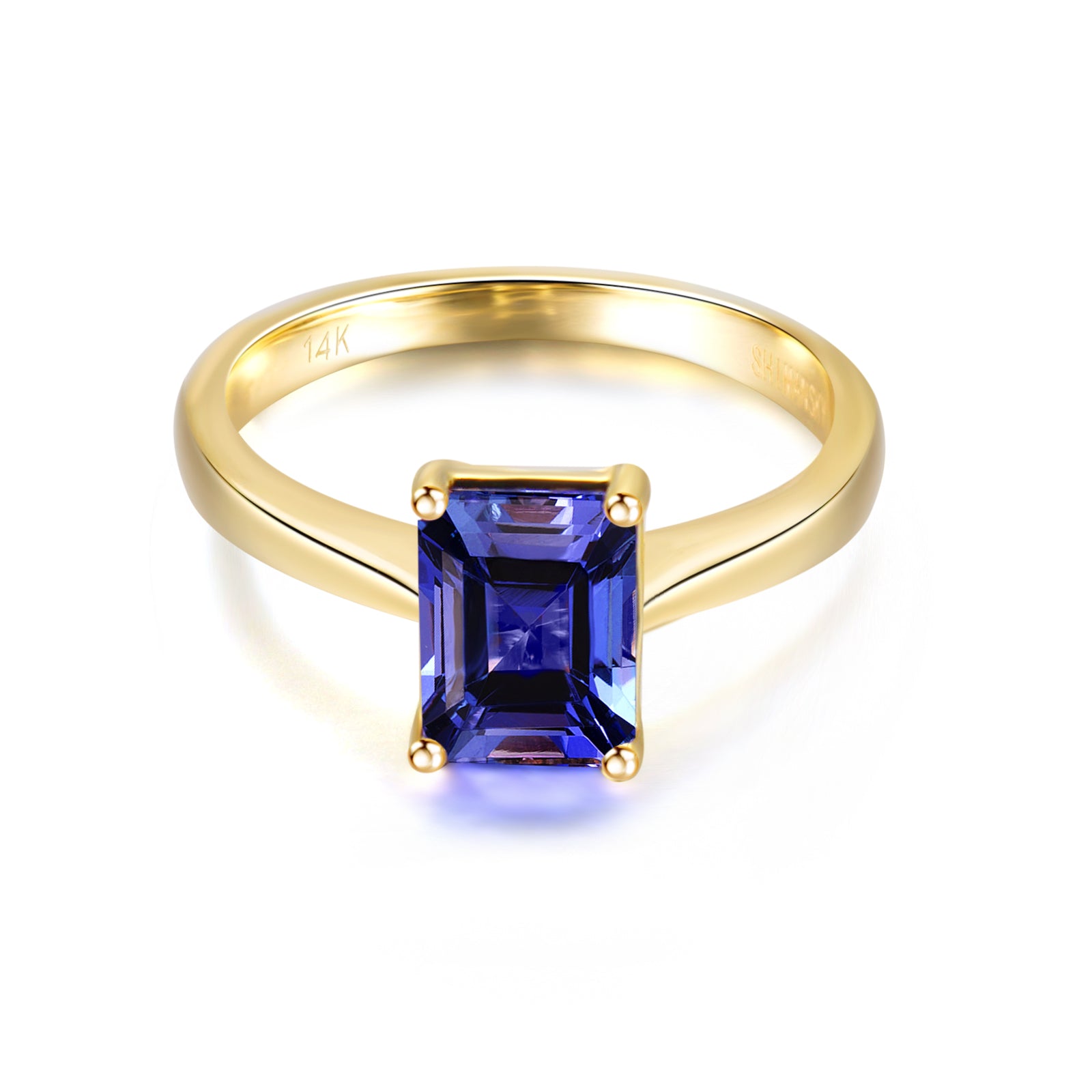 Tanzanite Emerald Shape Solitaire ring