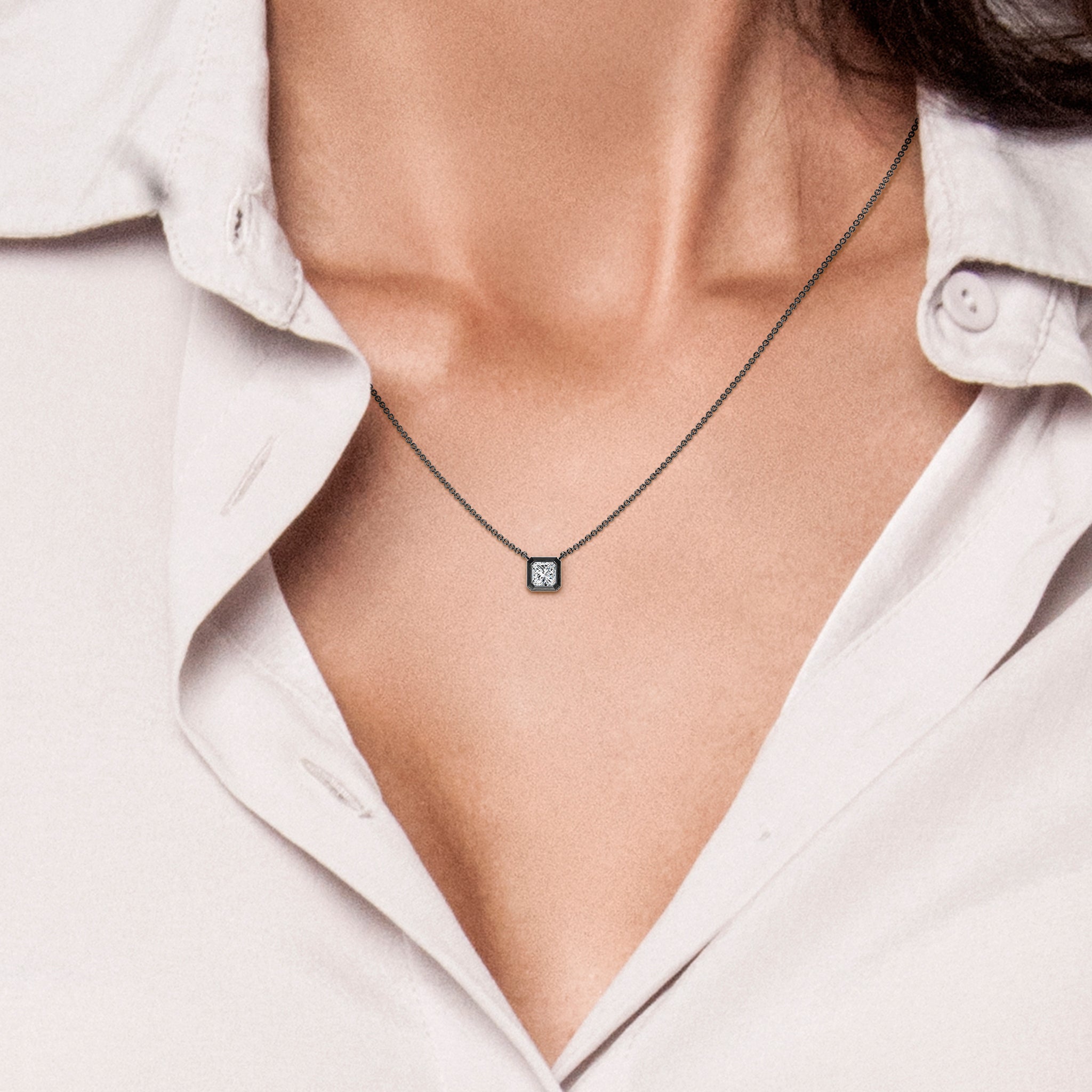 Collar con juego de tubos con solitario de diamantes My Girl