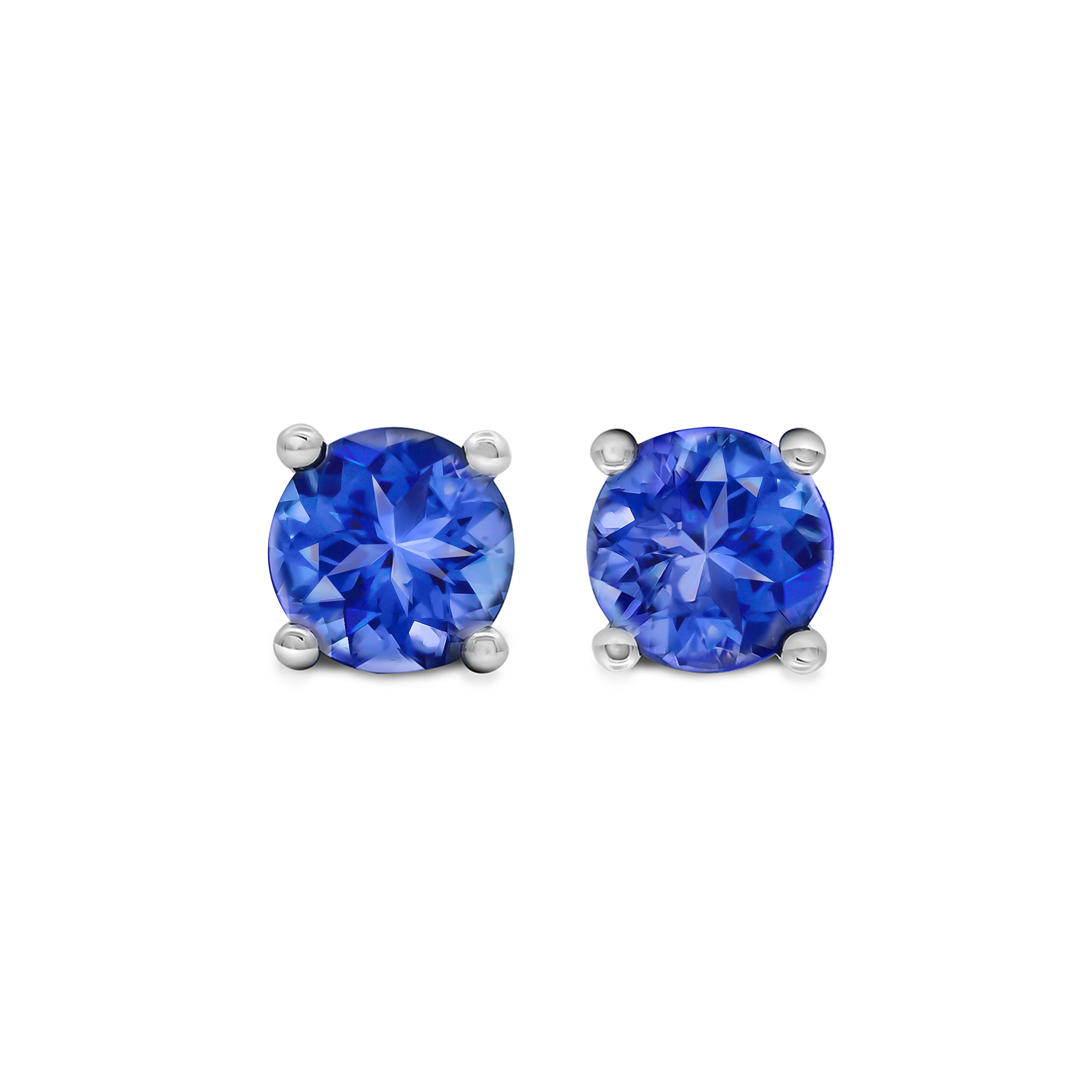  SHIMANSKY.CO.ZA -  Solitaire Tanzanite Earrings - Platinum over Silver - Front View