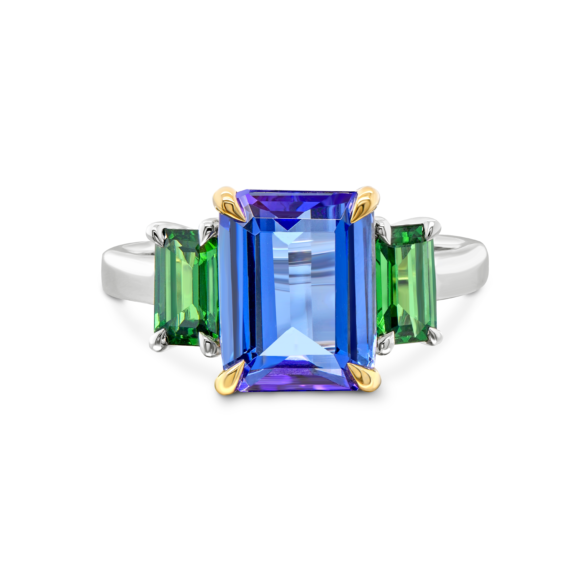 Tanzanite & Tsavorite Trilogy Ring