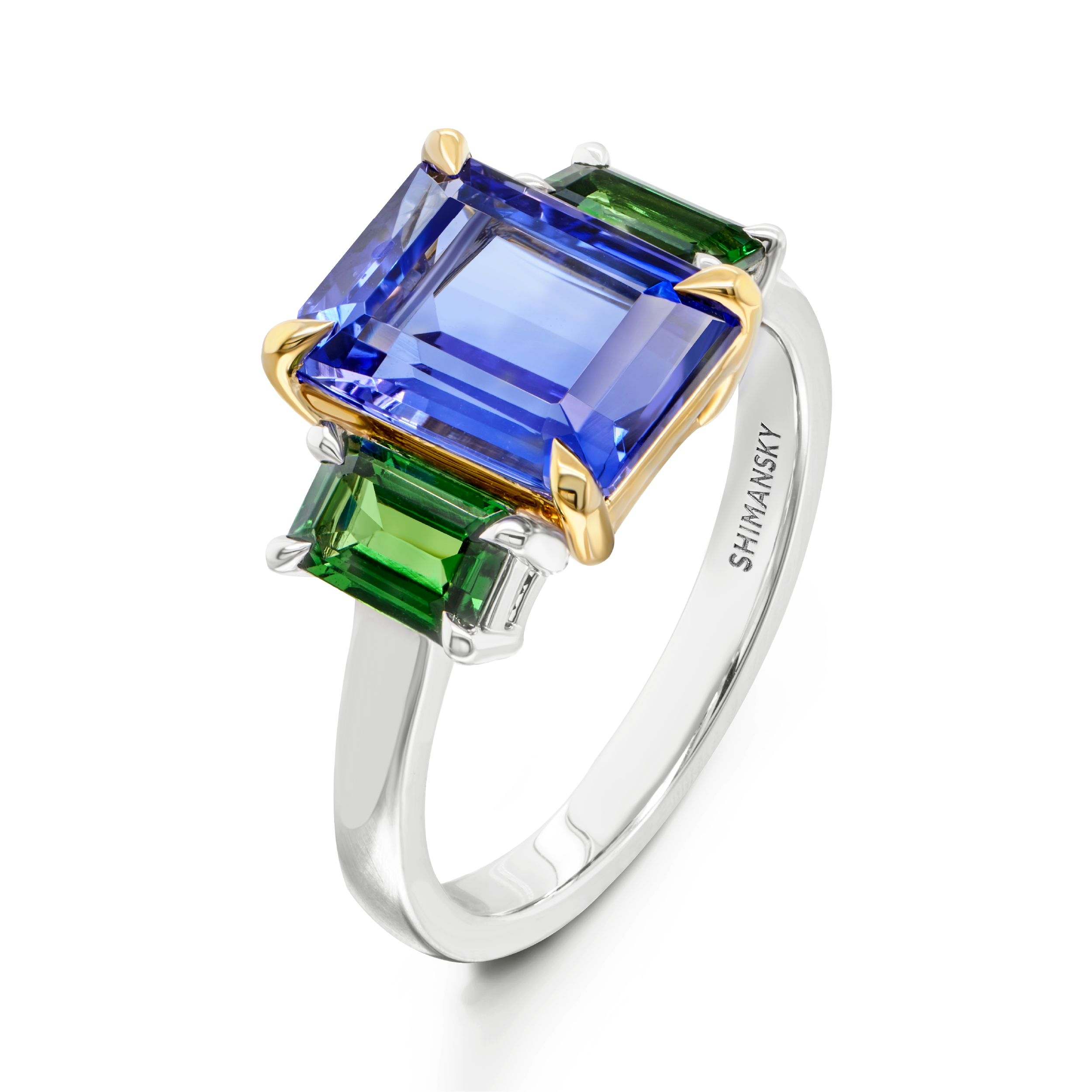 Tanzanite & Tsavorite Trilogy Ring