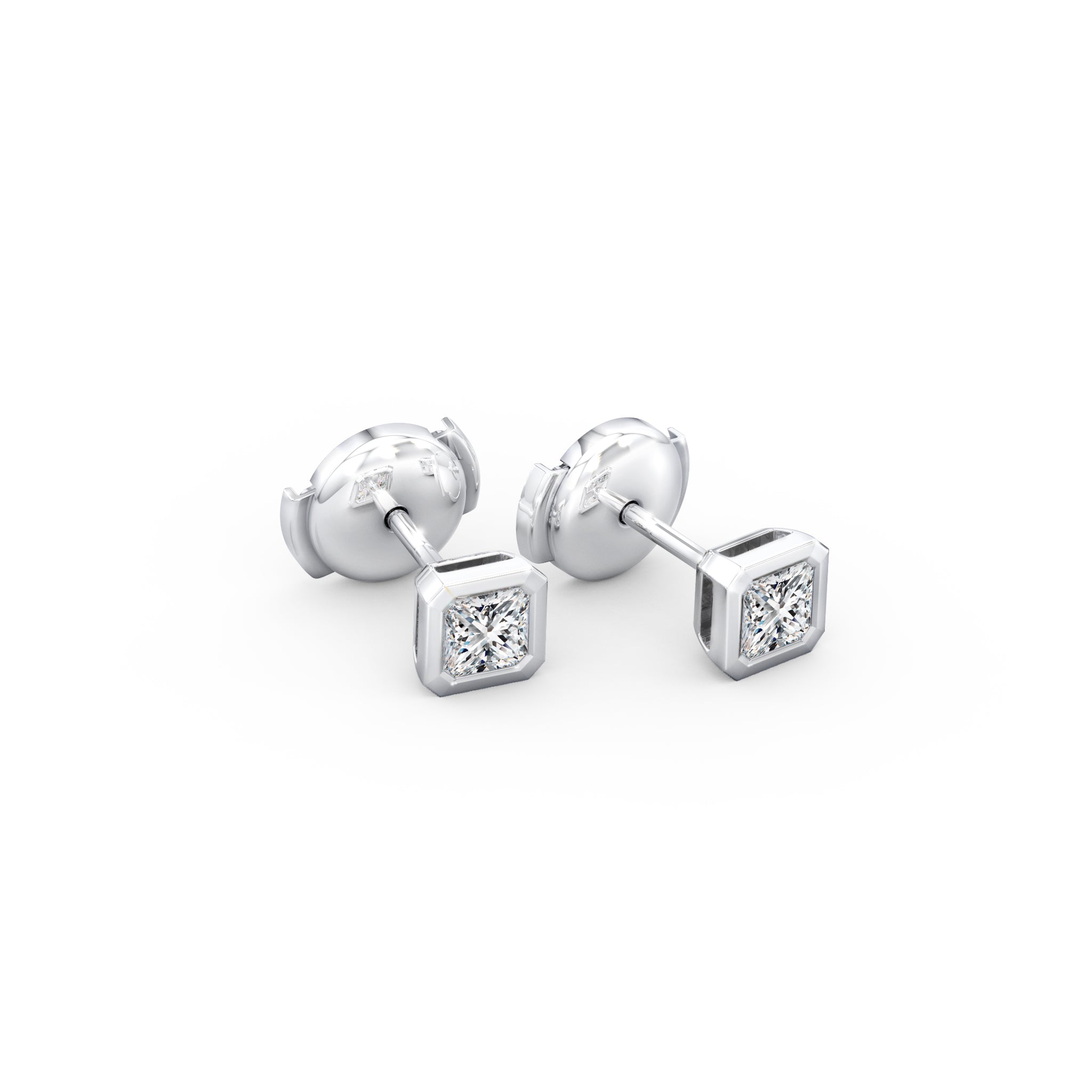 Shimansky - My Girl Diamond Solitaire Tube Set Earrings 0.30ct in 18K White Gold