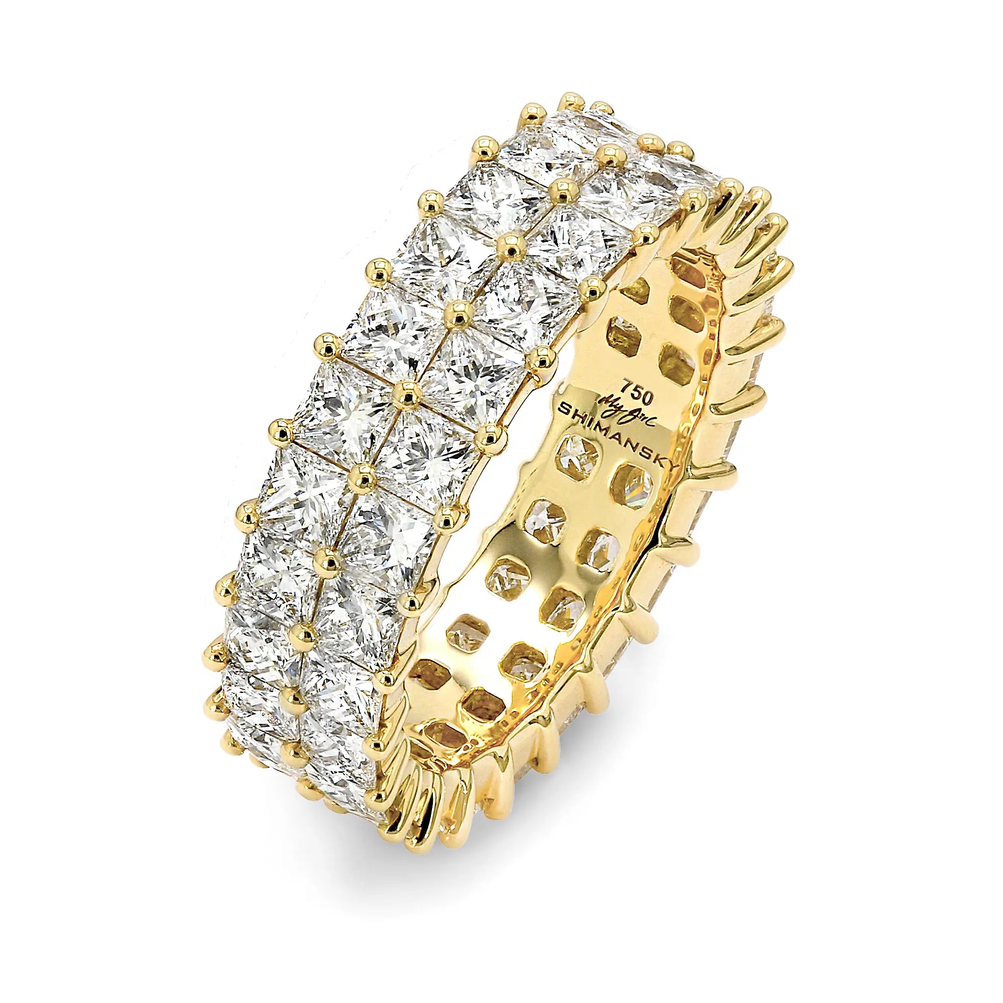 Shimansky - My Girl Claw set 2 Row Full Eternity Diamond Ring 4.20ct Crafted in 18K Yellow Gold